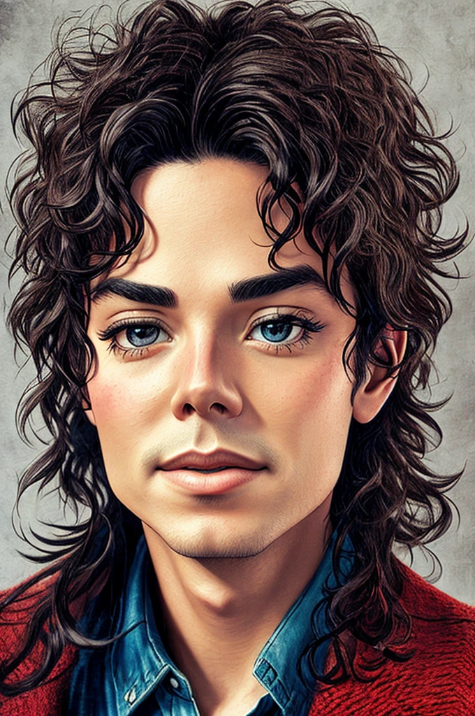 portrait of cutest Michael Jackson  illustration, artstation, CGI_Animation,