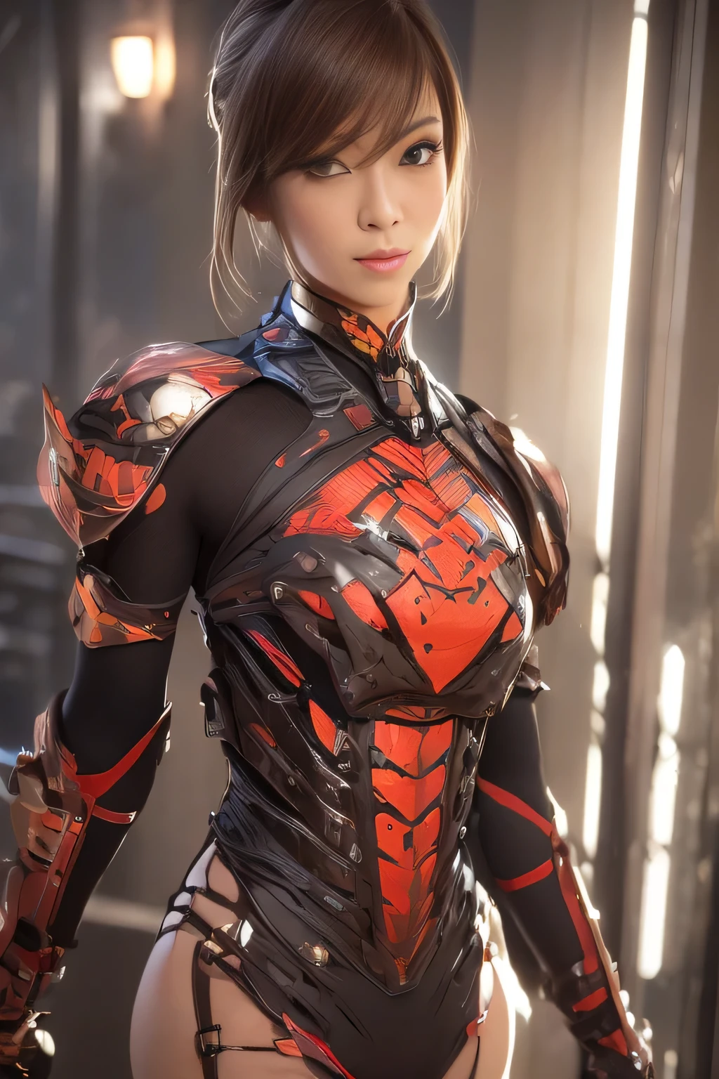 (High resolution,masterpiece,highest quality,Very detailed CG, anime, official art:1.4), realistic, photograph, amazing detail, everything is complicated, shiny and glossy,Amazing number of layers, 8K wallpaper, 3D, sketch, cute, figure,( alone:1.4), perfect female proportions,villain's daughter, (Fusion of dark brown cockroach and lady:1.4), (brown cockroach woman:1.2), (brown cockroach woman:1.2), (Fusion:1.2), (alone:1.4), (evil smile:1.2), muscular, abs, (Cockroach brown exoskeleton bio insect suit:1.4), (Cockroach brown exoskeleton bio insect armor:1.2), (brown transparent cockroach feathers:1.4), (Antennae of brown cockroaches:1.3),