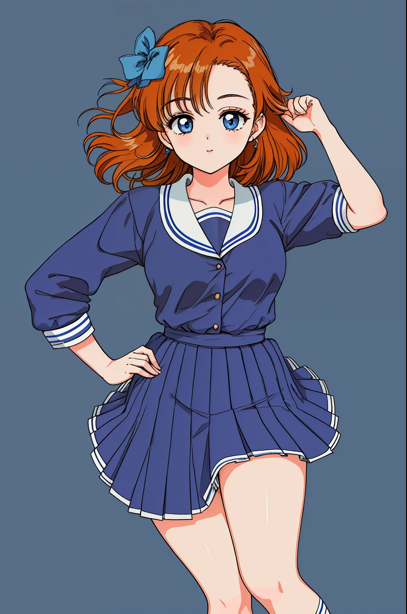 Masterpiece,beautiful ,8k wallpaper, looking at viewer, kousaka honoka,(school uniform),thighs, blue eyes,sexy, sakura tree,solo