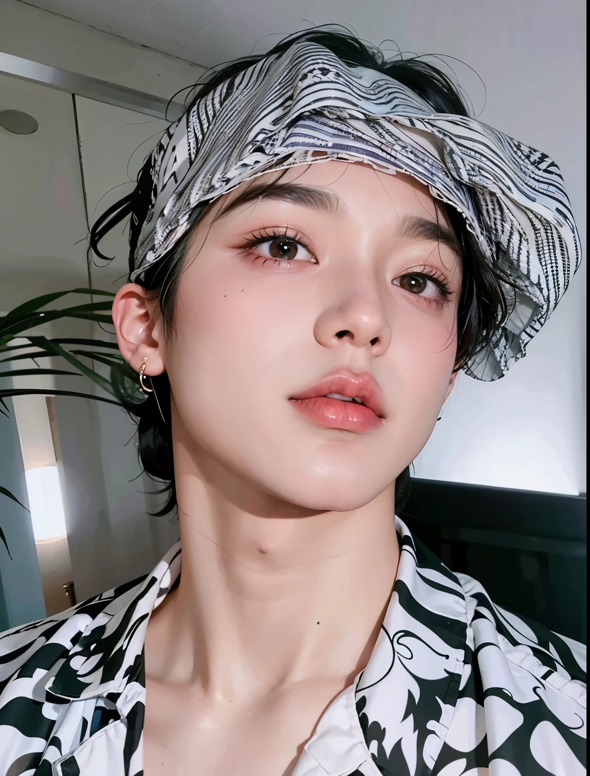 hay un hombre con un sombrero en la cabeza y una camisa puesta, kim taejin, Jimin\his right eyelid is swollen, hyung tae, Jimin, jungkook, jinyoung shin, kim doyoung, portrait of jossi de blackpink, park Jimin, Jimin\'s grecian nose, jossi de blackpink, pintar ulzzang, pale korean adorable face