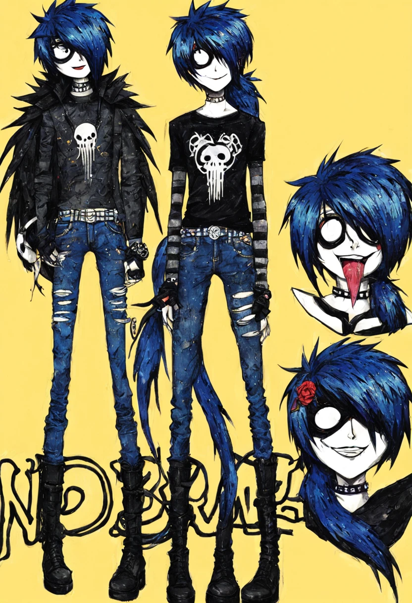 In this image, we see a solitary figure embodying the essence of 2000s emo culture. Their full body is adorned with a striking ensemble: black hair with electric blue tips cascades down their back, tied into a jellyfish-style ponytail that drapes over one eye in a signature emo fashion. The hair contrasts sharply against the yellow background, drawing attention to its vivid hues.
The figure is clad in ripped black paradise jeans and a white long sleeve punk-style shirt, exuding a rebellious aura. Their hands are encased in black bike gloves, adding to their edgy appearance. Around their neck, a choker completes the look, adding a touch of darkness to the ensemble.
Standing tall in black boots, the figure sports an array of bangles on their wrist, adding subtle embellishments to their attire. Their gradient blue hair complements the overall aesthetic, creating a striking contrast against the dark tones of their outfit.
With an expression captured as "o_o", the figure exudes an enigmatic vibe, hinting at an underlying complexity. Despite the undead theme, they emanate a sense of cool confidence.
The scene is set against a simple background, allowing the character to take center stage. This masterpiece of super detail captures every nuance of the character's persona, from their unique hairstyle to their choice of clothing.
In a localized bike park, the figure stands alone, radiating a sense of solitude amidst the bustling activity around them. And as an additional layer of intrigue, they rest upon a bed, atop the Venom:Mask by "long reptile tongue" artwork, symbolizing a deeper connection to the world of alternative culture.
Overall, this image is a stunning portrayal of 2000s emo aesthetic, blending elements of rebellion, individuality, and mystery into a captivating visual narrative.
