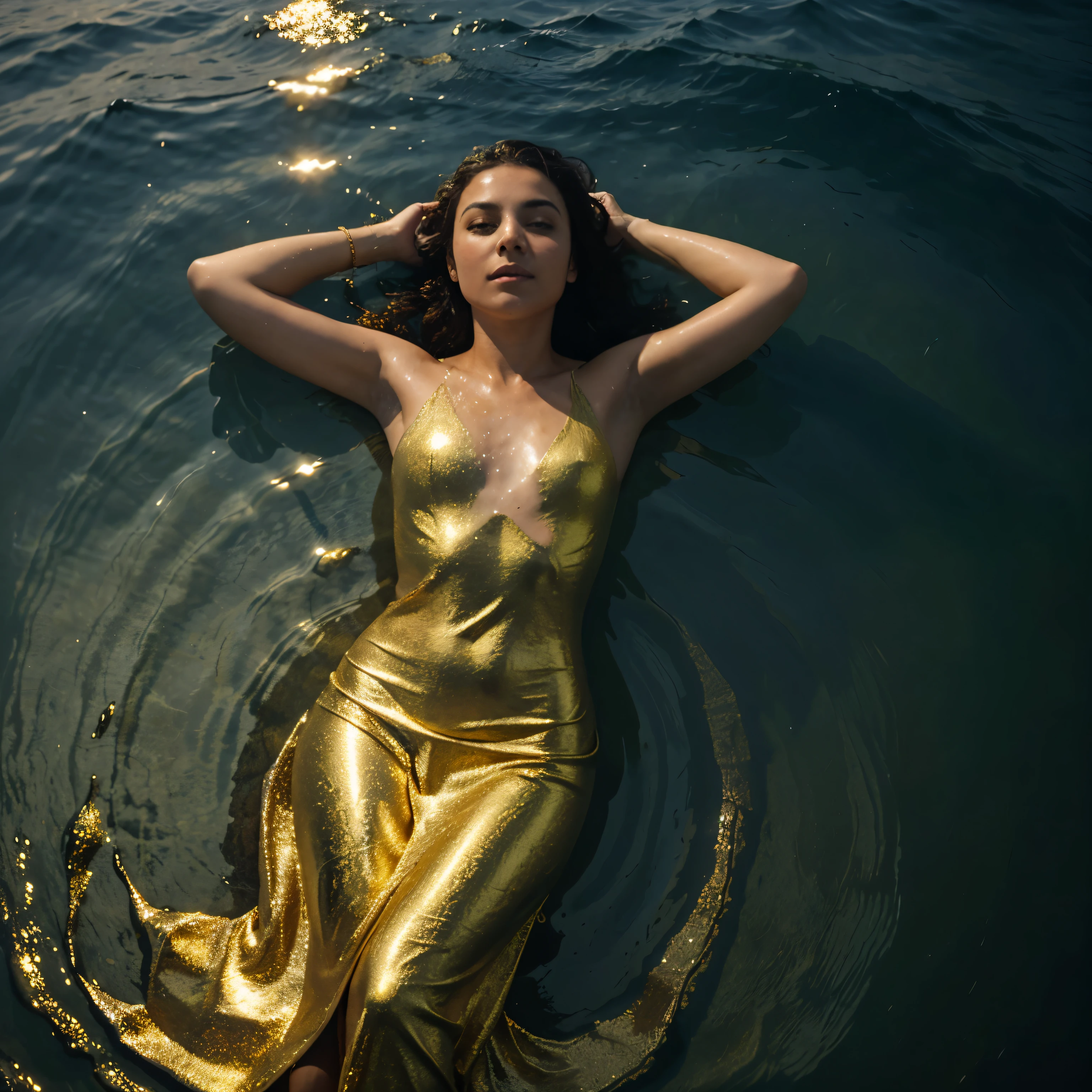 A thief drowning in the sea with gold