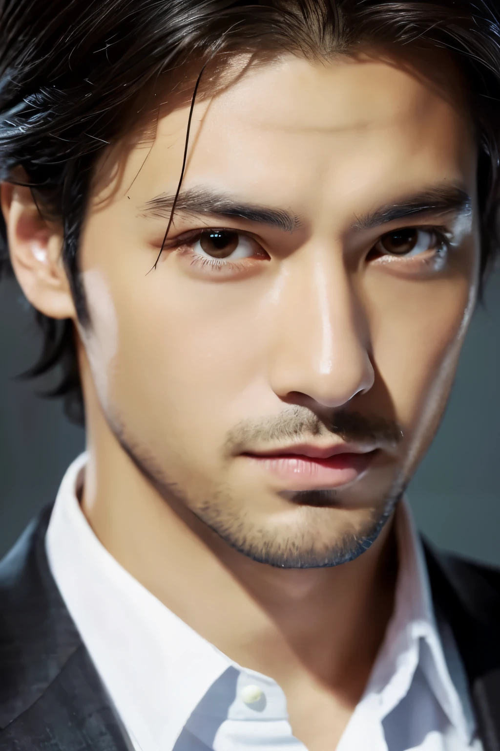 highest quality, masterpiece, (realistic:1.2), good looking,1 businessman, black hair, brown eyes, detailed face, Japanese,Show all