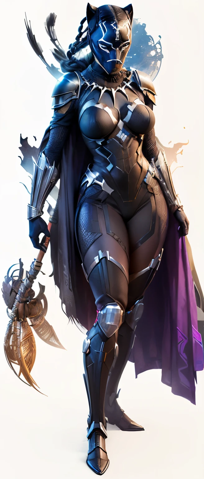 ((Marvel's Black Panther shuri, based on the costume from the Marvel films, very detailed and vivid costume)), (work of art), (ultra detailed), cinematic, (8k resolution), (extremely detailed and technological), Painting abstract expressionism "Hyperion", (Black Panther Goddess shuri, technological armor, swimsuit armor appearing pussy), epic technological image, epic posture, legendary, crouched posture with hands on the ground, flexible body, sexy spread legs. dark environment, digital painting, concept art portrait of the character, (sexy female body with curves, (black panther mask covering the whole head), wearing black panther mask, the costume has huge panther rushes), glowing glass eyes , gold details, ((impressive cleavage, very open, (extremely long and beautiful natural breasts, large, breasts bouncing out of the cleavage, dark nipples showing), (Come close to emphasize the beautiful cleavage, close-up on sagging breasts )), close-up, pay close attention to the entire black panther costume, hot protruding panther, sexiest of all, ??????. I don't want a face, I want a super detailed black panther costume.