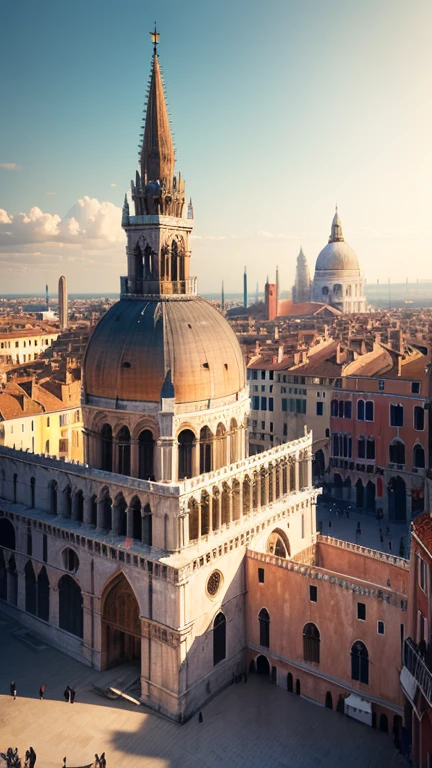 Une vue de la place Saint-Marc à Venise, avec le palais des Doges et la basilique Saint-Marc.