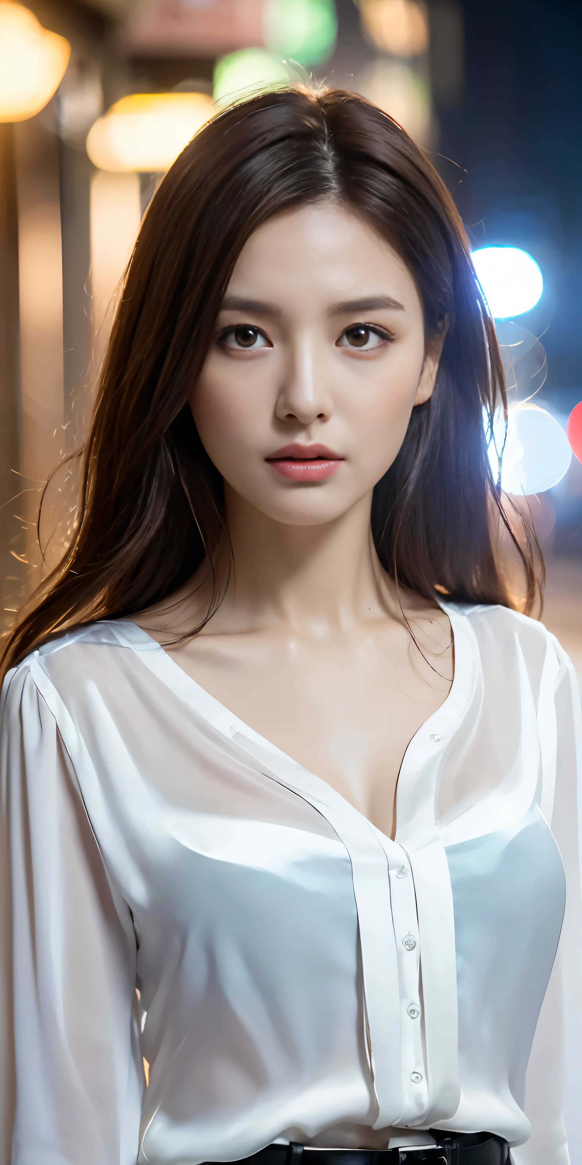 masterpiece, best quality, 1girl, extremely beautiful detailed face, best shadow, medium breasts, white shirt,