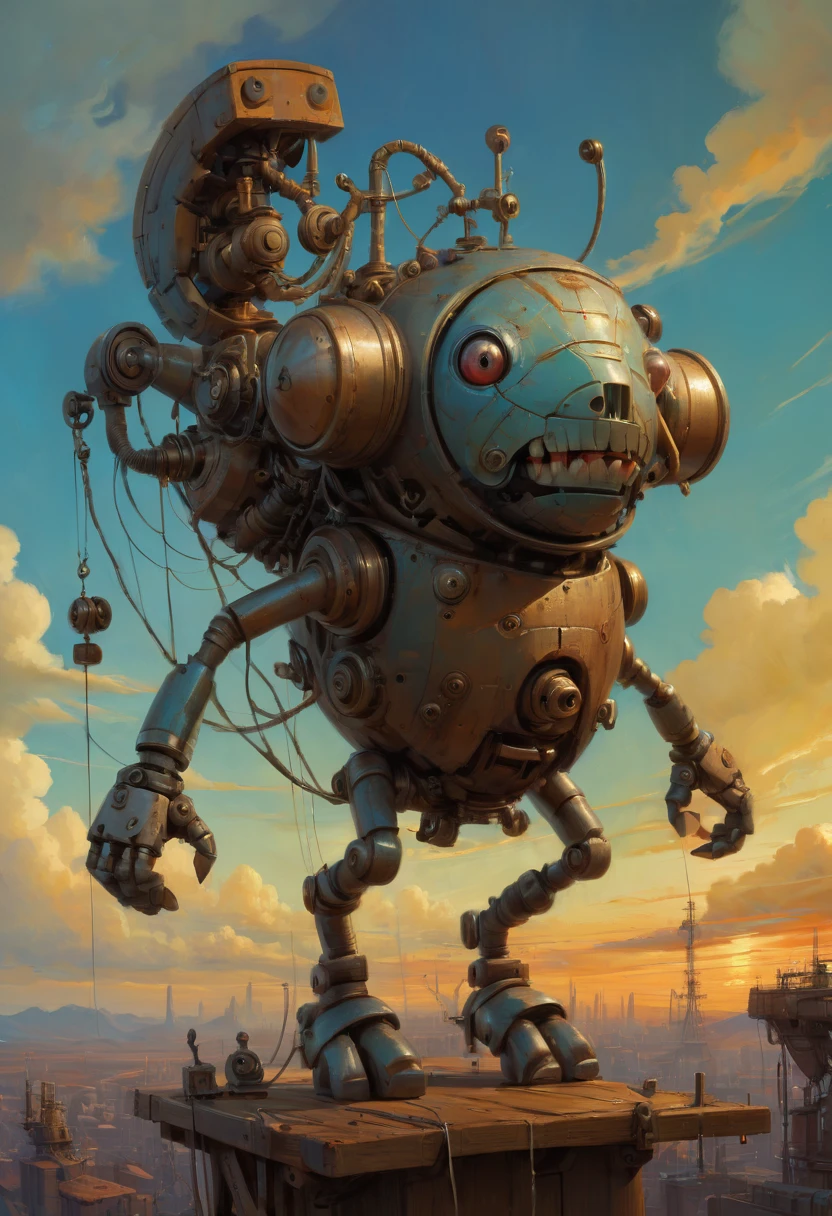 Mechanical Puppet by Alena Aenami, best quality, masterpiece, Representative work, official art, Professional, Ultra intricate detailed, 8k