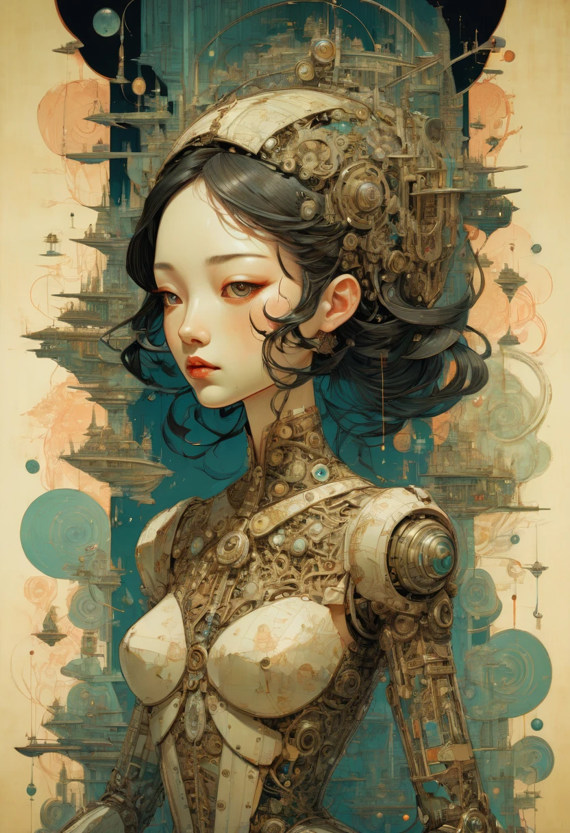 Mechanical Puppet by Victo Ngai, best quality, masterpiece, Representative work, official art, Professional, Ultra intricate detailed, 8k