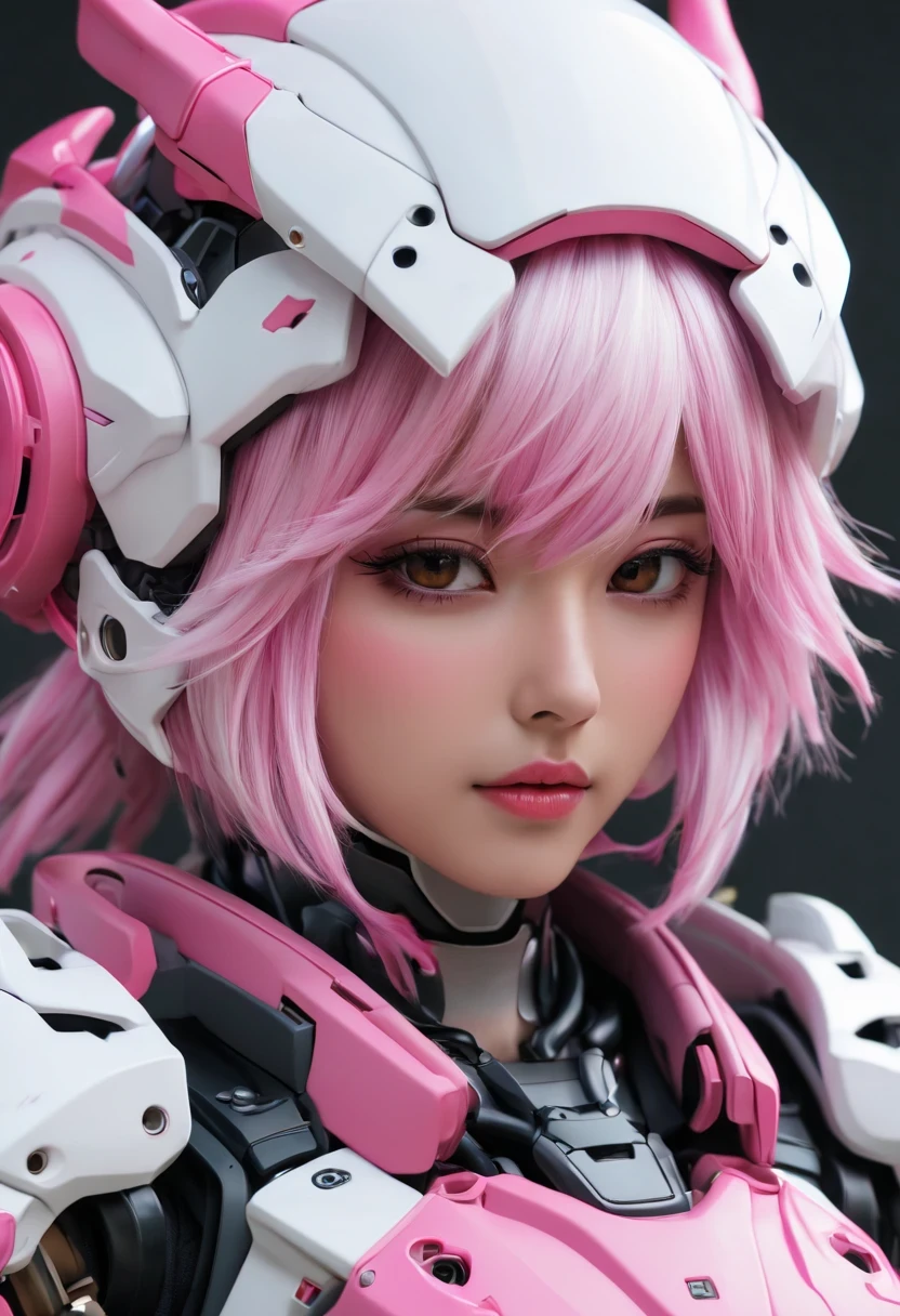 Arafis whole body,Pink and white hair,Wearing a pink and white helmet, Detailed digital animation art, best anime 4k konachan wallpapers, 动漫Mecha aesthetics, 4k highly detailed digital art, Mecha female dragon head, Wopp and Krenz Kushat, Very detailed anime, Mecha aesthetics, Advanced Digital Animation Art
