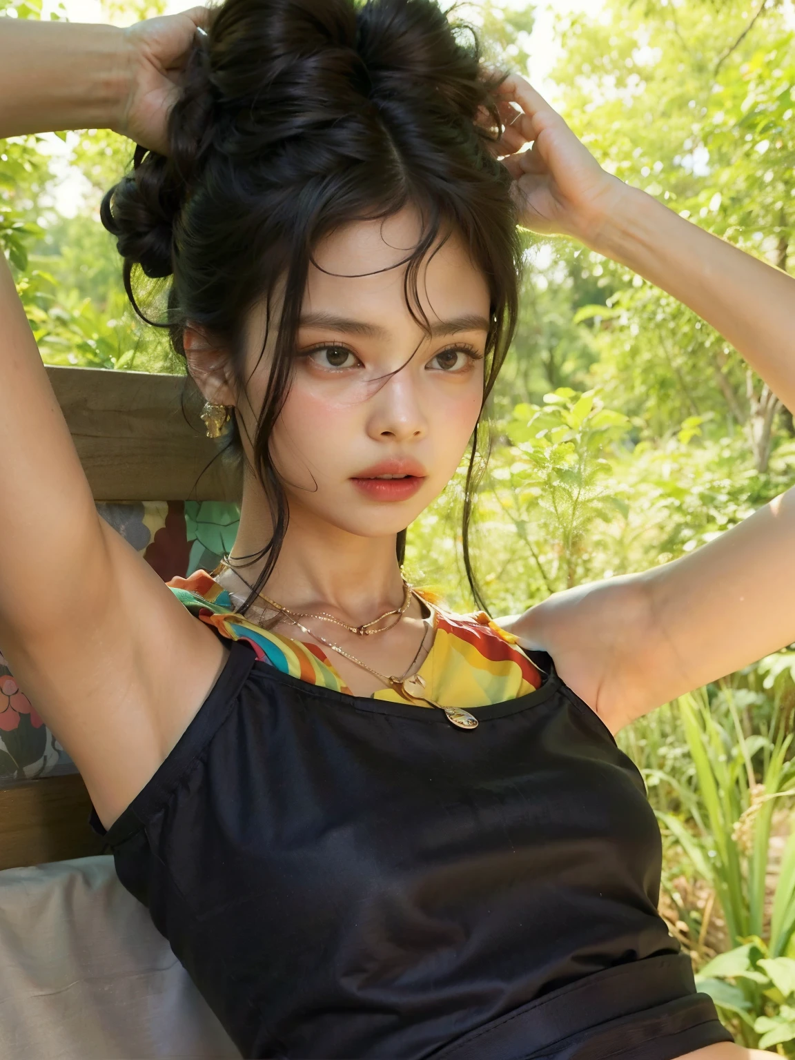 mulher araffe com blusa preta e colar colorido, Mulher de 30 anos de Cuba, ela tem pele morena oliva, zoë kravitz, taken at the beginning of 2020, Senhora deslumbrante, com pele morena, Nathalie Emmanuel, Moreno, beleza natural, imagem de avatar, malika favre, linda mulher