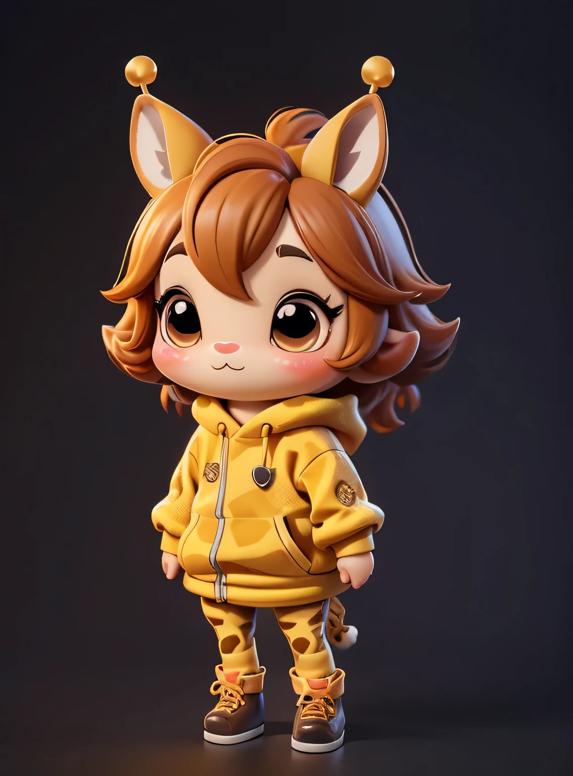 Girafa bonitinha、Estilo chibi、ver corpo inteiro、De frente、Solid pattern with identical background