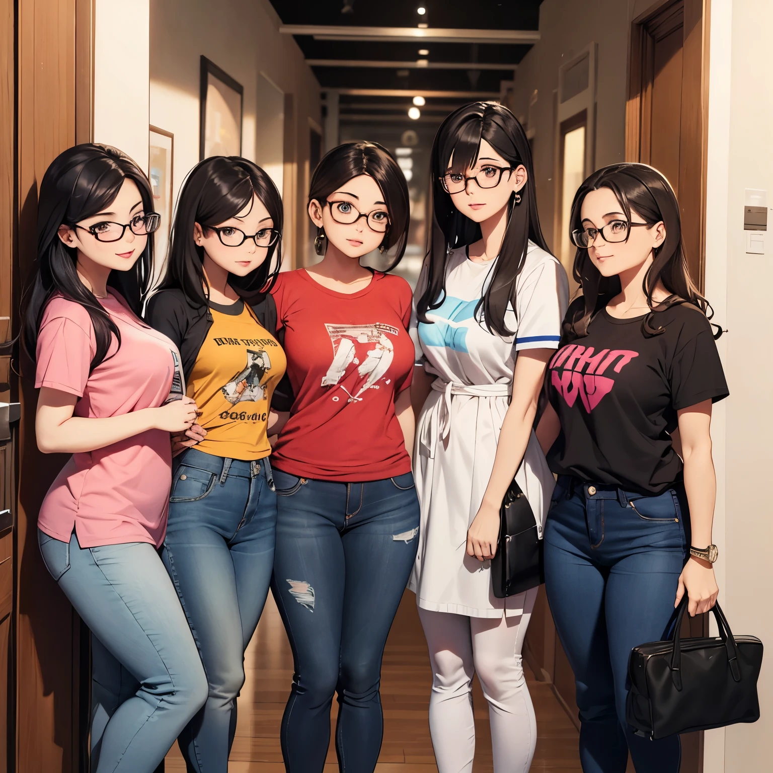 7 best friends girls one who wear glasses her name is mekha and other two person are lean and long jeans and topstraight hair their name is aleena and neha and other person is chubby  she drives scootty wear jeans and top and other is also chubby and short she wear kurta (indian outfit)other friend is medium size height and weight looks so good ans she wear gown and other person also wear glasses she wore skirt and t-shirt