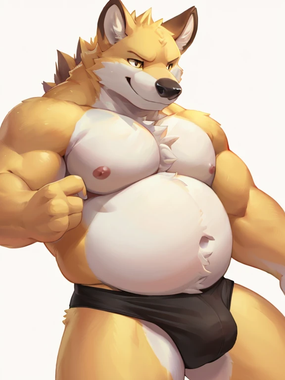 Platypus , 1 boy, solo, furry, yellow fur, anthro (Platypuiddle-aged, yellow body, white belly, fat, high quality, super detail, 1080P, high quality, best quality, 8k, super detail, 16k, highres, HD, 16k, highres, HD, natural lighting, white background, perfect body, perfect face, fundoshi