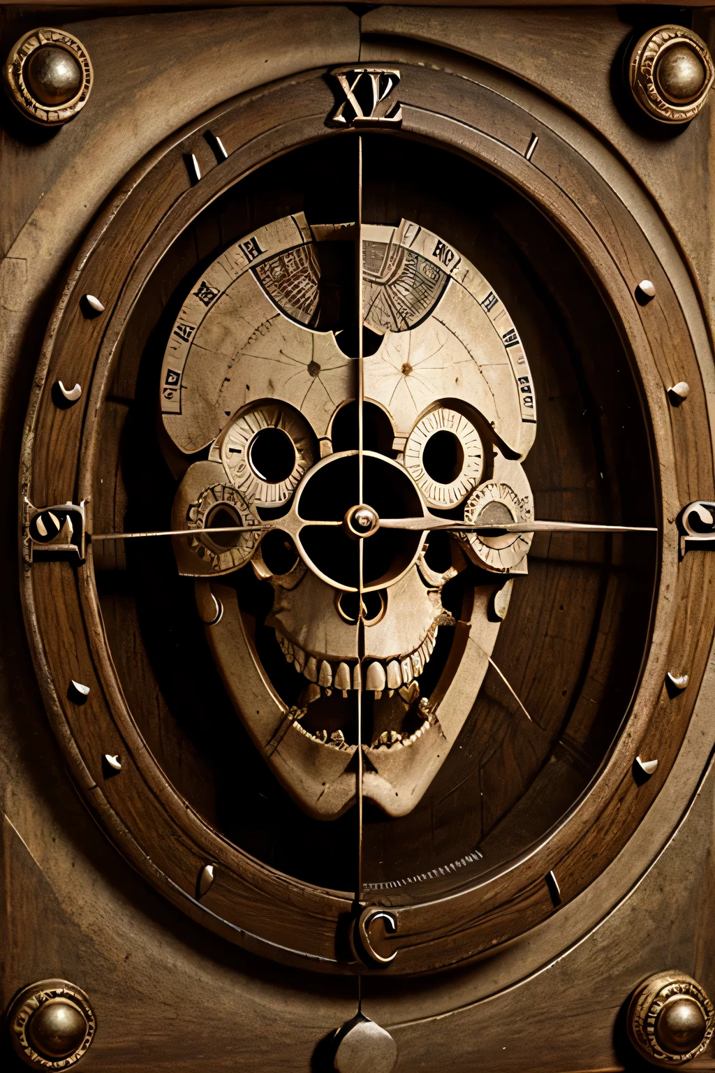 dial. In the center is a human tooth. Background of vintage drawings in the shape of teeth.