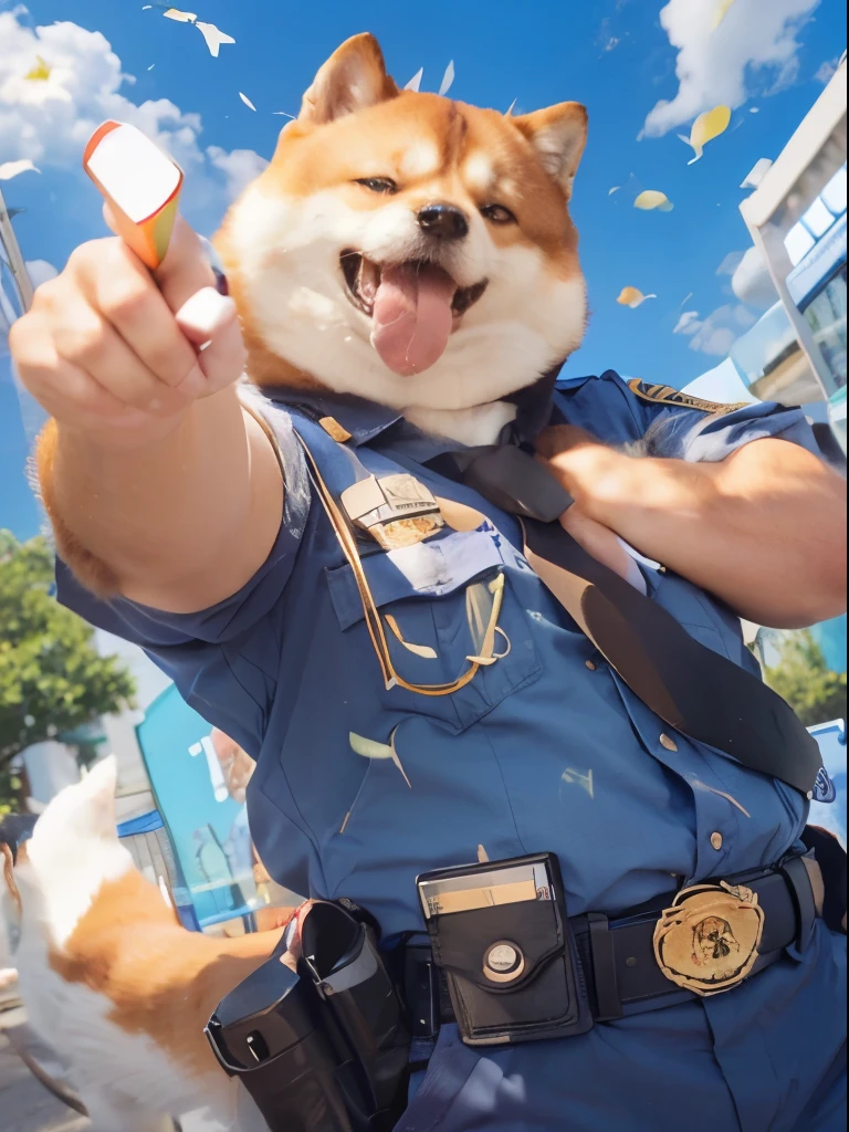 Shiba Inu,cute,police officer,hairy