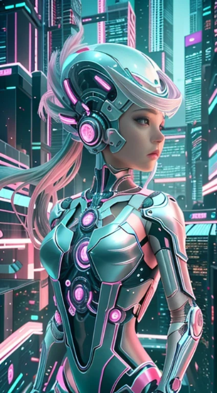 Translucent ethereal mechanical girl,futuristic girl,Mechanical joint,futuristic city background,Model shooting style, (Extremely detailed CG unified 8k wallpaper), The beauty of abstract style,,Surrealism, 8k, Super detailed, best quality, Award-winning, anatomically correct, 16k, Super detailed