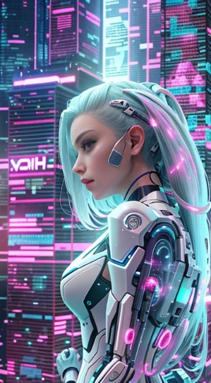 Translucent ethereal mechanical girl，futuristic girl，Mechanical joint，futuristic city background，Model shooting style, (Extremely detailed CG unified 8k wallpaper), The beauty of abstract style,，Surrealism, 8k, Super detailed, best quality, Award-winning, anatomically correct, 16k, Super detailed