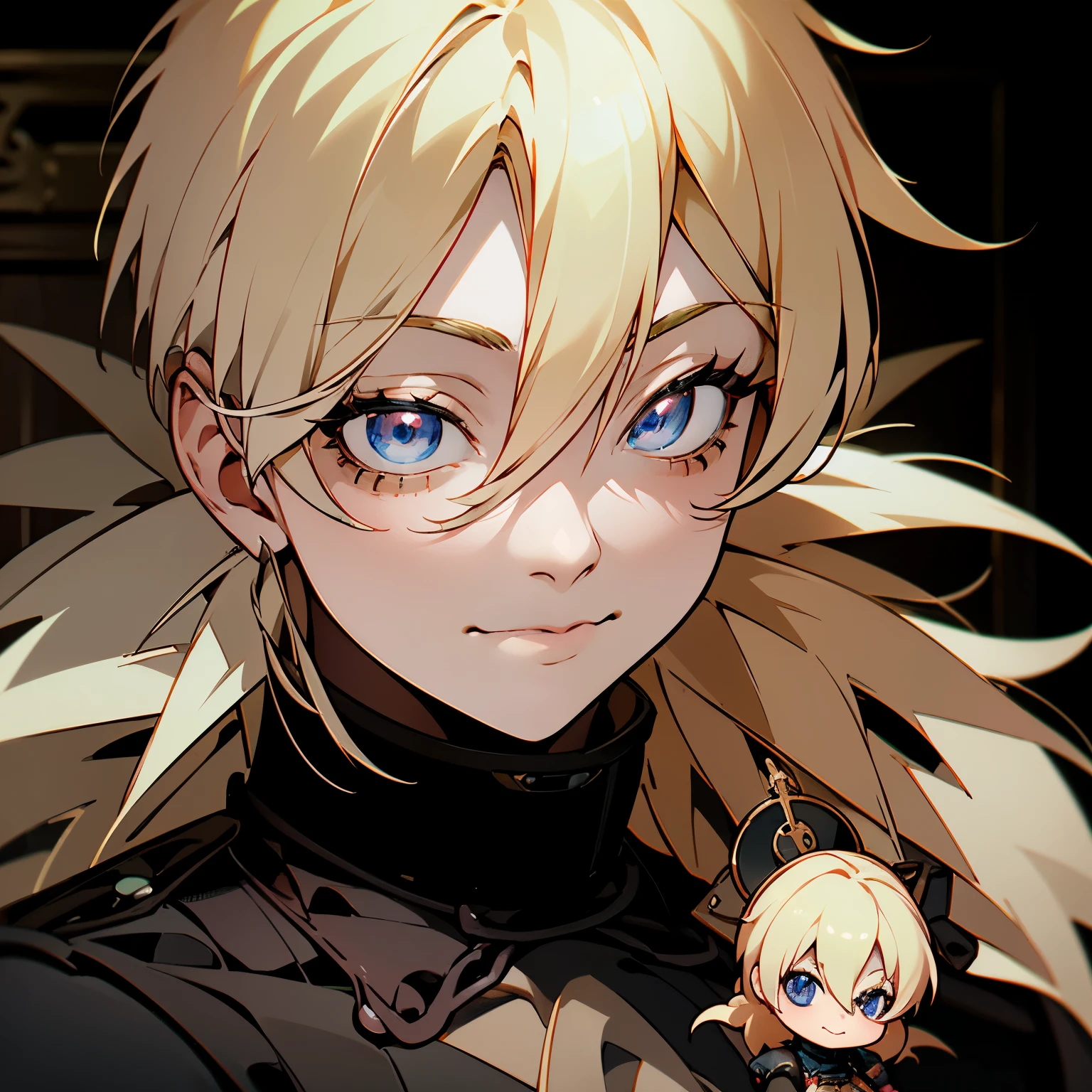 a close up of a person sitting in a chair with a cell phone, a character portrait inspired by Li Chevalier, pixiv, digital art, key anime art, portrait of magical blond prince, machiavellian puppetmaster, high quality portrait, high quality fanart, prussia, digital a