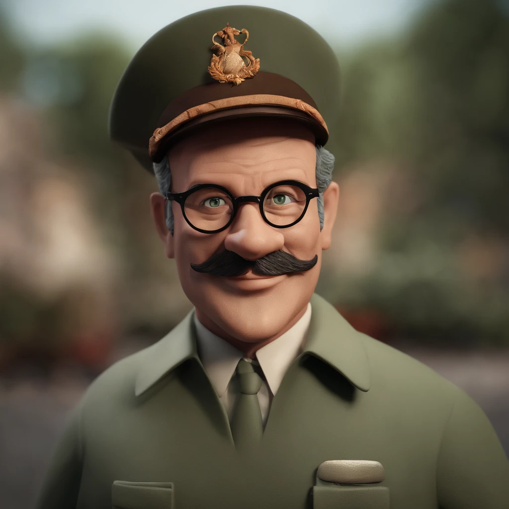 Cartoon character of a man with glasses, branco, barba branca, careca e uma camisa azul, animation character, Caractere estilizado, animation style rendering, 3D estilizado, Arnold Maya rendering, Stylized 3D rendering, toon render screenshot, Personagem 3D, Personagem 3D, Stylized 3D rendering, 3D character rendering, personagem de desenho animado, Personagem de close up, Pose de personagem, (Estilo Pixar) (Parte Mestre:1.2) (bokeh) (melhor qualidade) (pele detalhada) (textura detalhada) (8K) (argila) (Cinematic lighting) (sharp focus