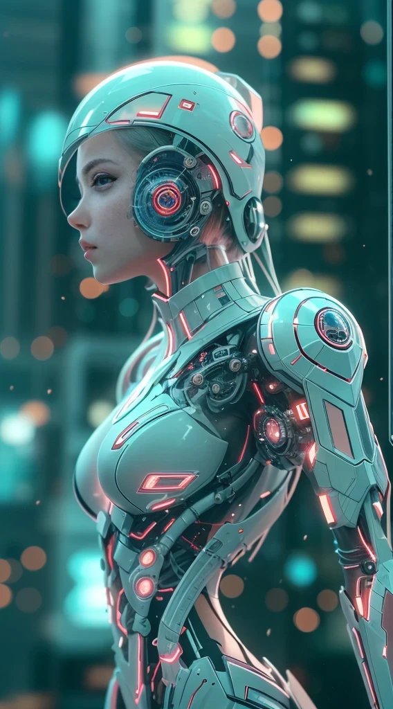Translucent ethereal mechanical girl,futuristic girl,Mechanical joint,futuristic city background,Model shooting style, (Extremely detailed CG unified 8k wallpaper), The beauty of abstract style,,Surrealism, 8k, Super detailed, best quality, Award-winning, anatomically correct, 16k, Super detailed