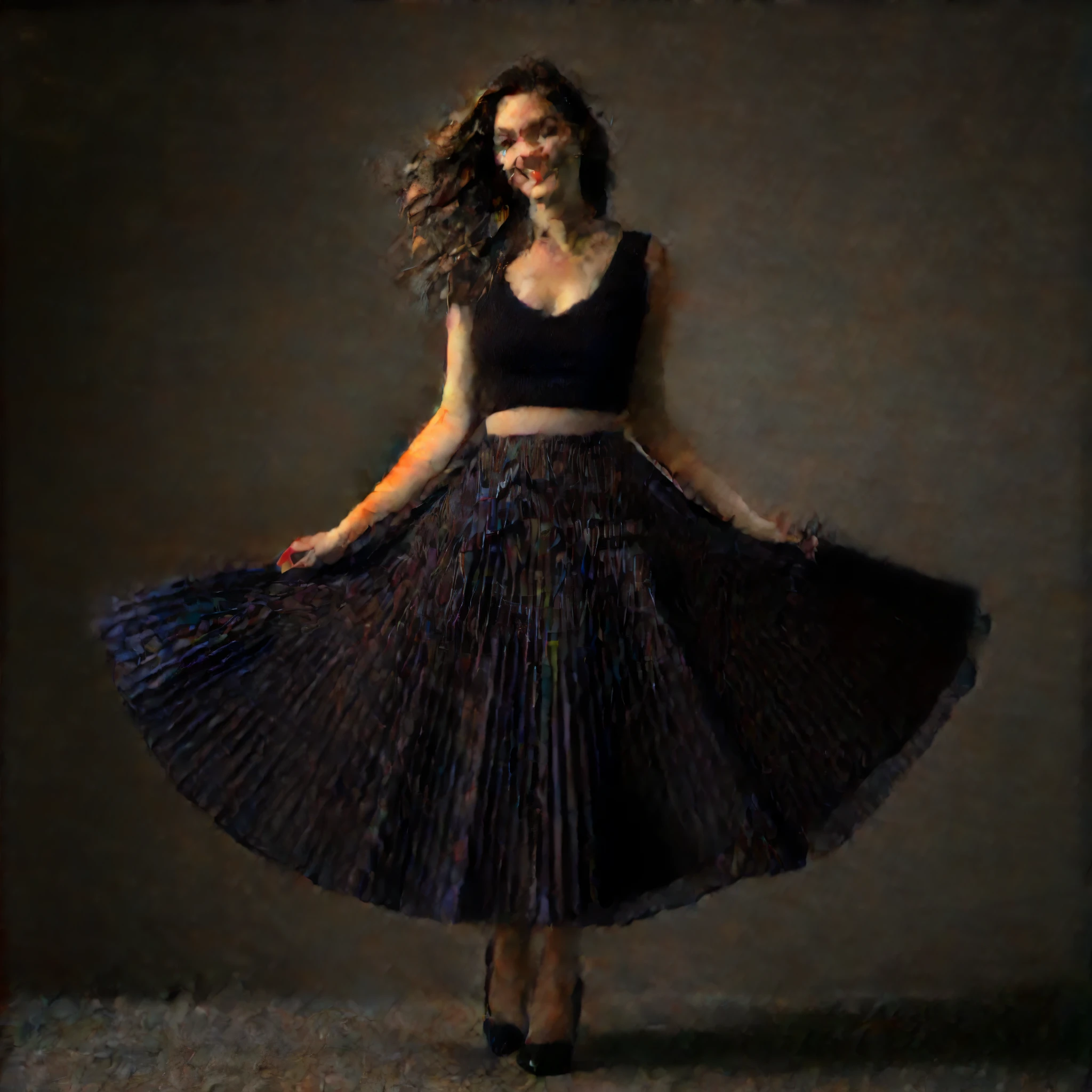 A smiling, authentic, (shy:1,3), kind, beautiful woman, is passionately in love with her skirt, sitting down on the gound while wind lifts her skirt, wearing short blazer and very very detailed (long (fully pleated) full circle skirt) and (low heeled court shoes), very very intricate hyper-detailed symmetric (attractive graceful young feminine face) with (sad, tired eyes and a loving smile), large breasts, full of empathy and compassion and love, (pronounced (feminine) features), (highly detailed ultra accurate realistic) hands and fingers, (windy), epic composition, highly detailed attributes, (35mm f1.4 Kodak portra 400 photograph), extremely high quality RAW photograph, highly detailed atmosphere, sci-fi, cinematic shot, dynamic lighting, 75mm, Technicolor, Panavision, cinemascope, sharp focus, fine details, 8k, HDR, realism, realistic, key visual, film still, superb cinematic color grading, depth of field