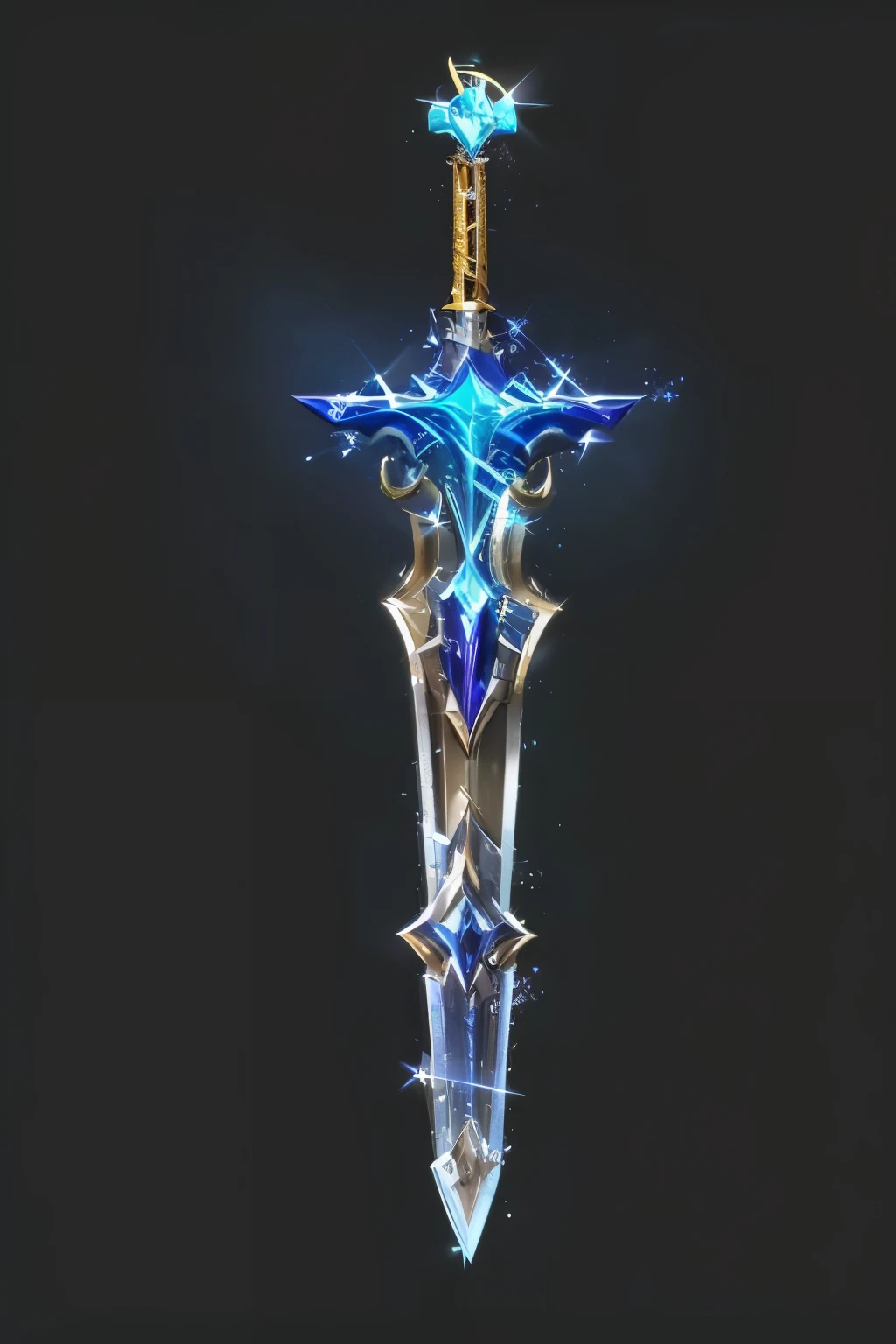 a close up of a sword with a glowing blade on it, warcraft blizzard weapon art, fantasy weapon, sword design, beautiful sword, fantasy sword, epic fantasy weapon art, glowing sword, sci-fi sword, fantasy sword of warrior, magical sword, intricate fantasy spear, protoss!!!!, huge sword, shinning sword, large sword, scepter