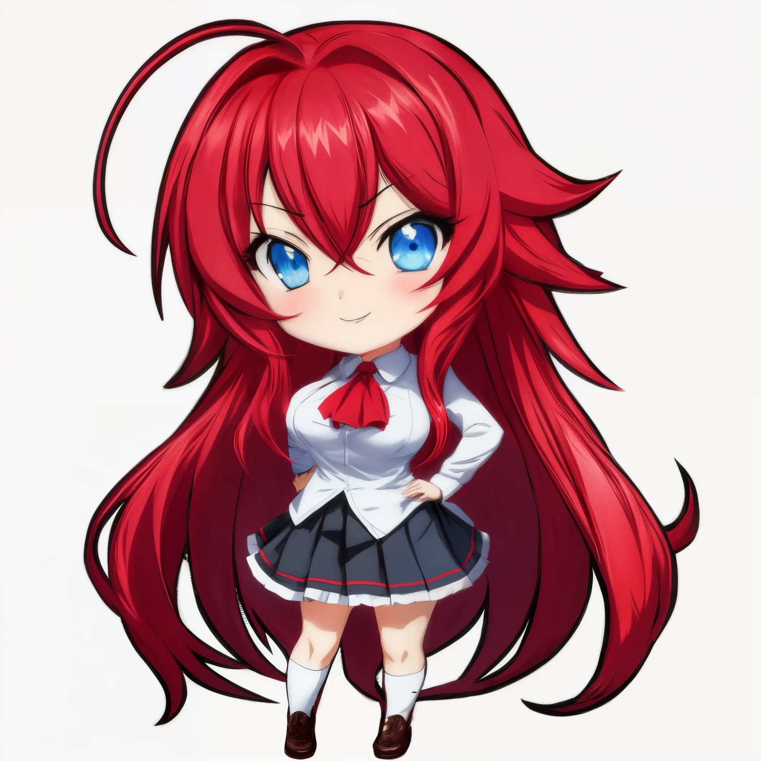 Anime girl, Long Hair, Red Hair, Ahoge, Blue Eyes, Rias Gremory, Posing in the photo, Pointing at herself, Happy face, High School DxD, Cute, High Quality