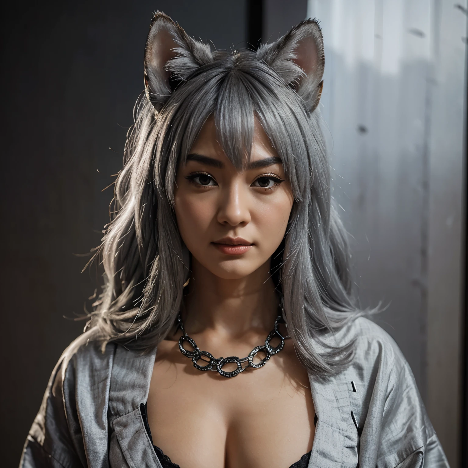 Gray-haired kitsune deity