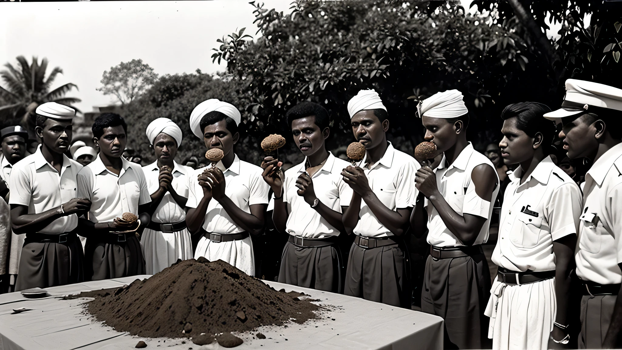 Lankan historical photo of annual soil eating contest
