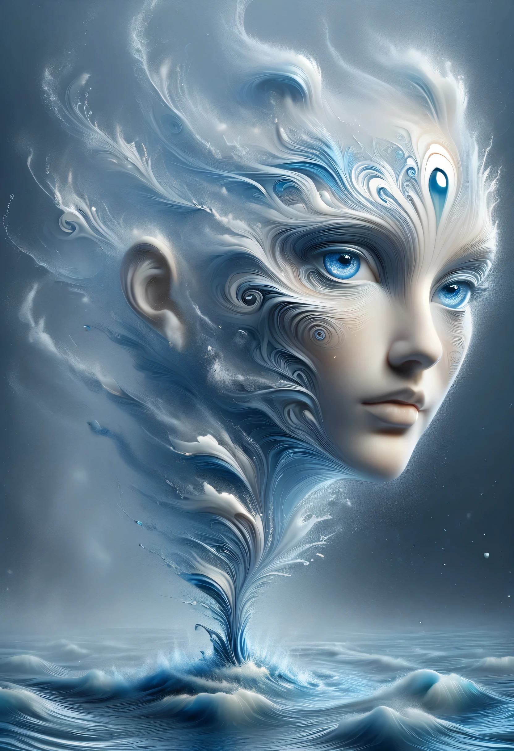 (Illusion d&#39;optique:1.4), une fille faite d'eau, Art conceptuel, (best quality, chef-d&#39;ouvrages d&#39;Art, Representative work, Art officiel, professionnel, 8K)
