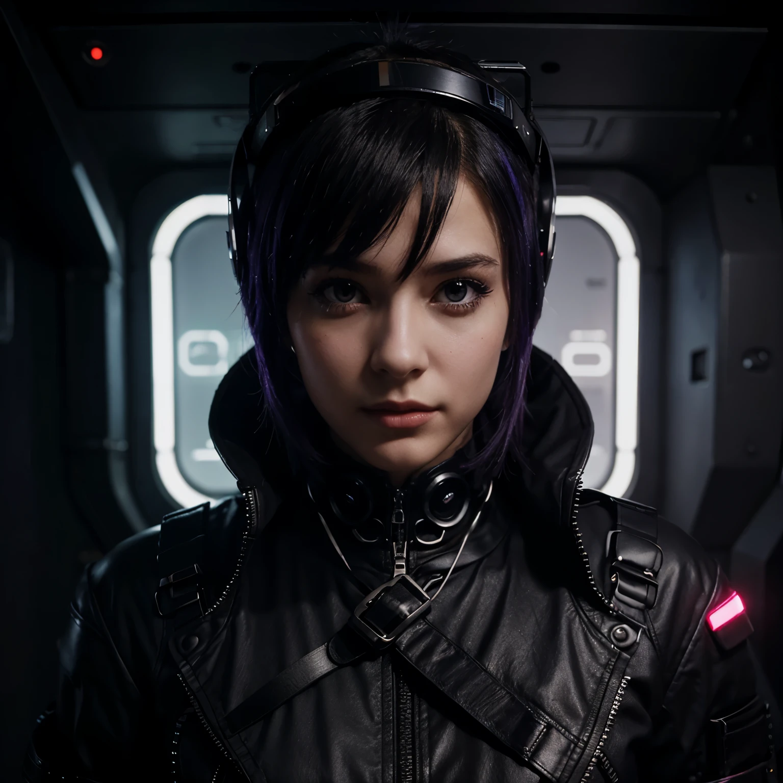 Fille noir , cyber punk,mignonne,