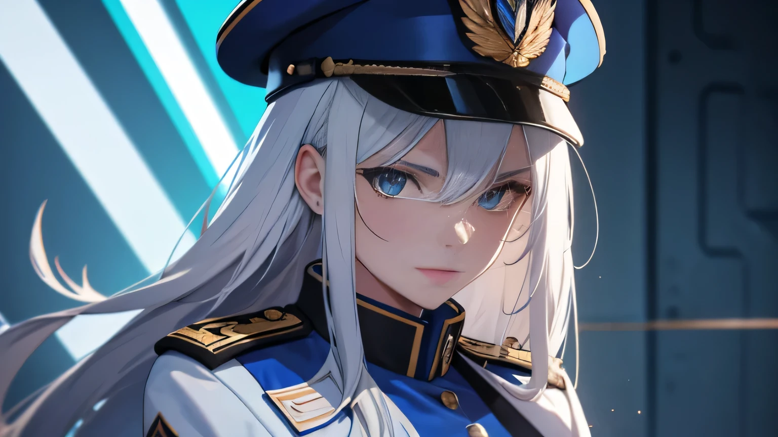Vladilena Milize aus 86, Extreme Details, 4k, Blue and white military uniform