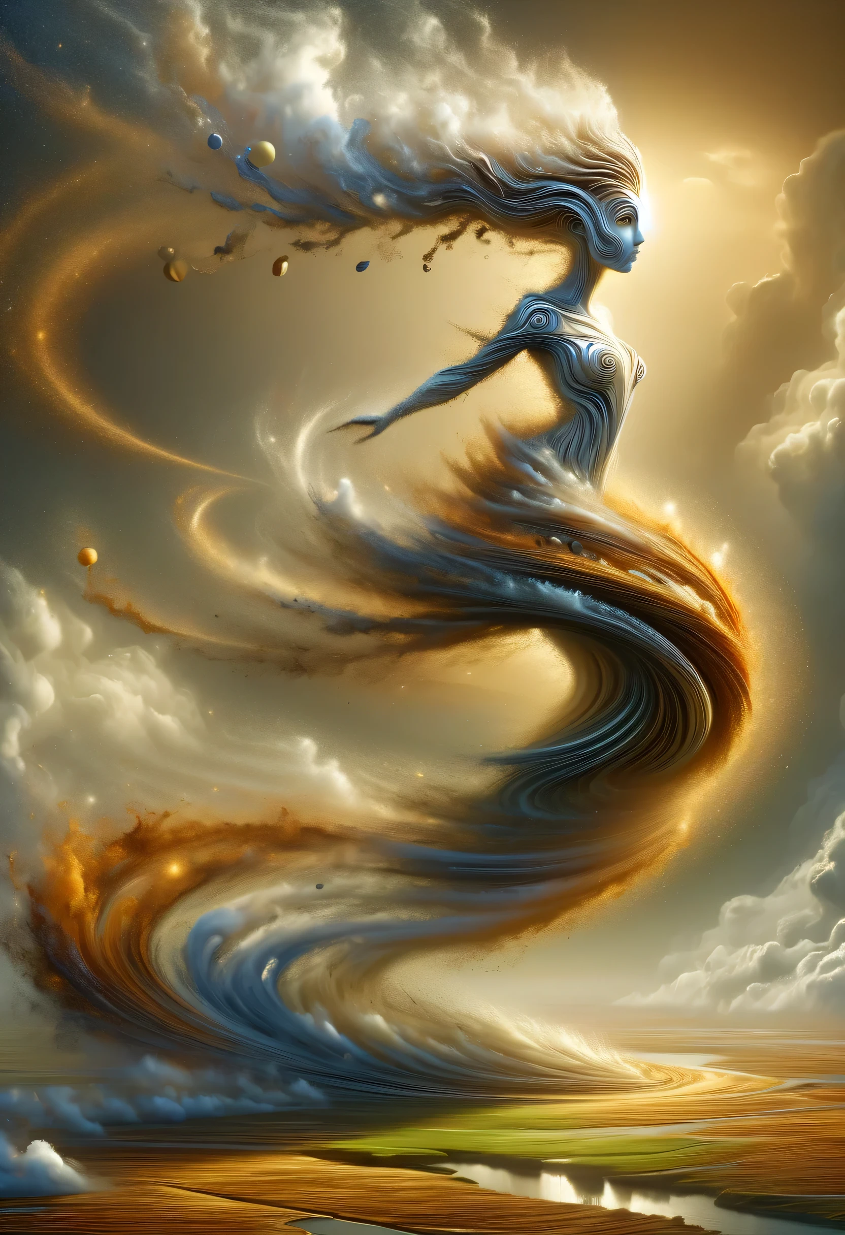 (Illusion d'optique:1.4), une fille faite de terre, Art conceptuel, (best quality, chef-d'ouvrages d'Art, Representative work, Art officiel, professionnel, 8K)