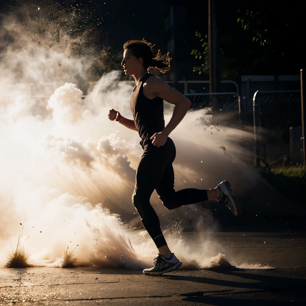 Make a 300x250 illustrative image of a person running