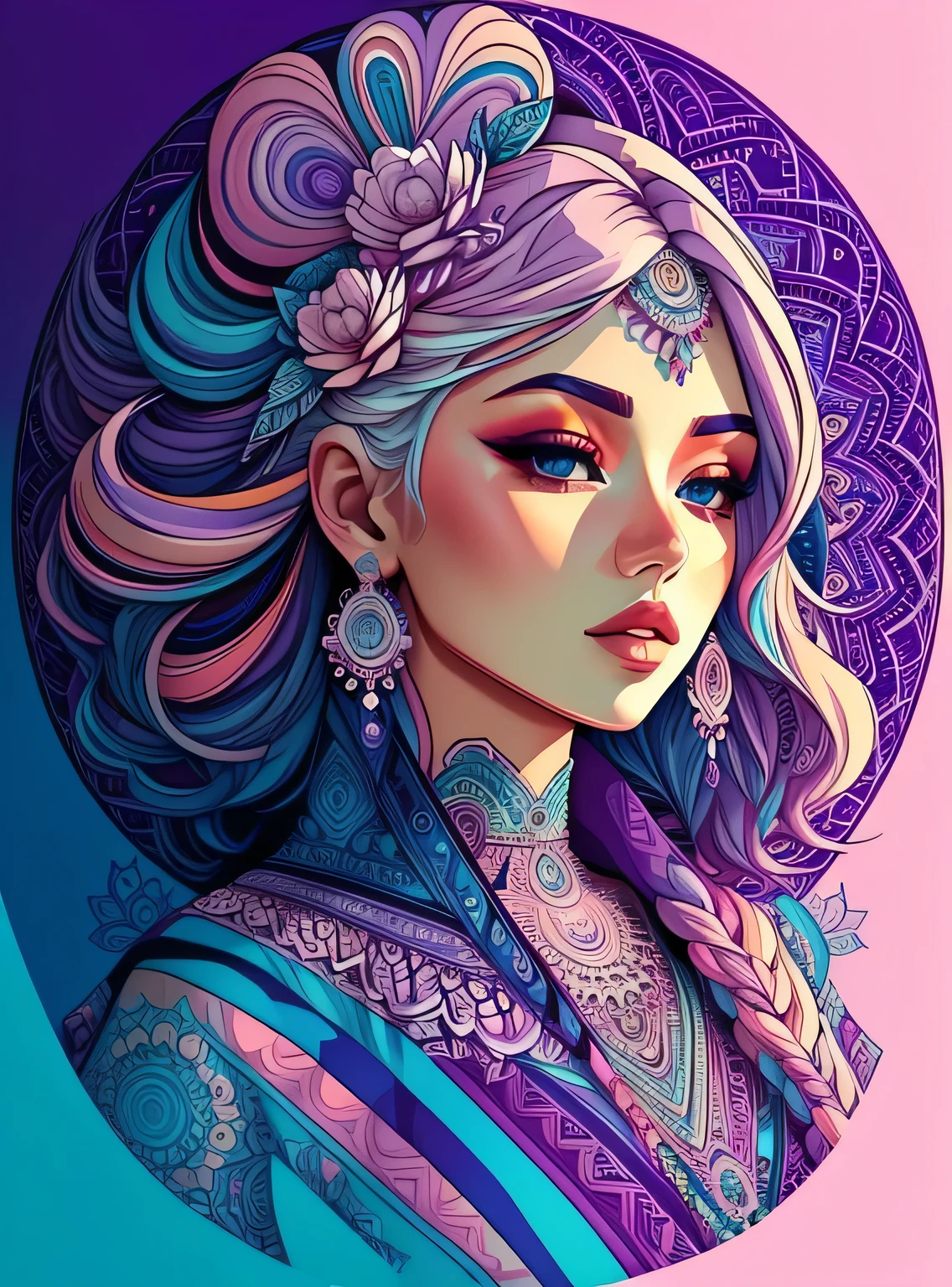 lindo mandala, lilac sky, estilo de arte pop, Yang08k,  lindo,  colorida,
obras-primas, maximum quality, melhor qualidade, arte oficial, lindo and aesthetic,