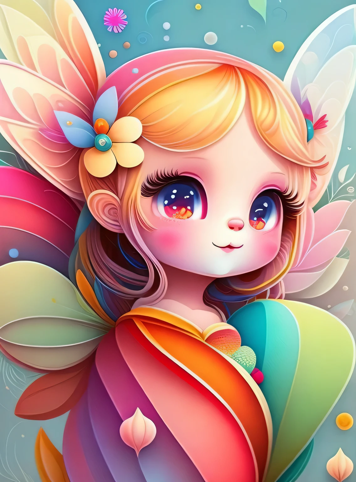 the colorida abstract of cute fairy, (colorida,altamente detalhado,arte vetorial)