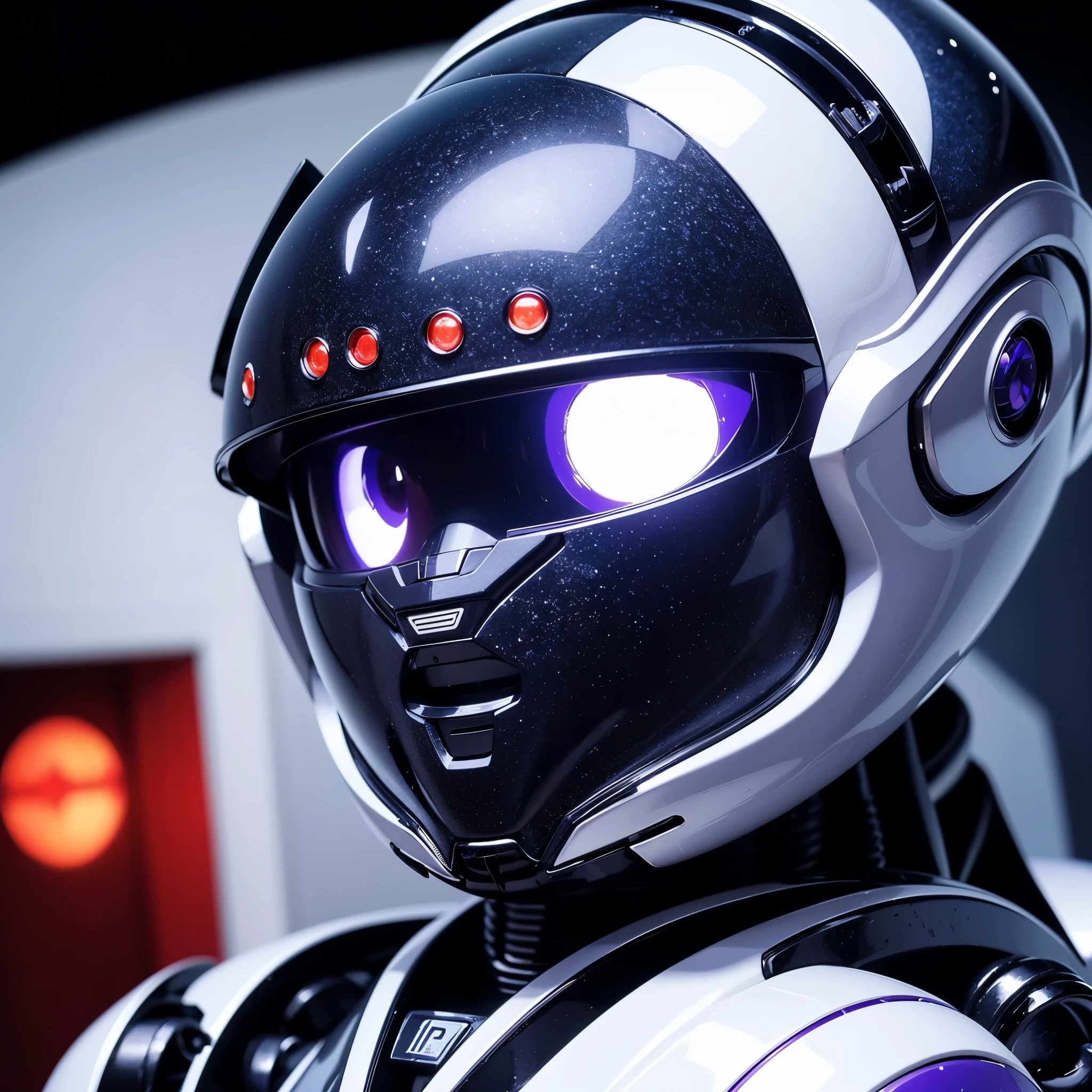 (best quality,highres),a robot girl with (purple eyes:1.1) seen from (front view:1.2), a (portrait:1.2) with a (cyborg face:1.1), with (half face covered by helmet:1.1), (extremely detailed eyes and face:1.1), showing only the eyes
