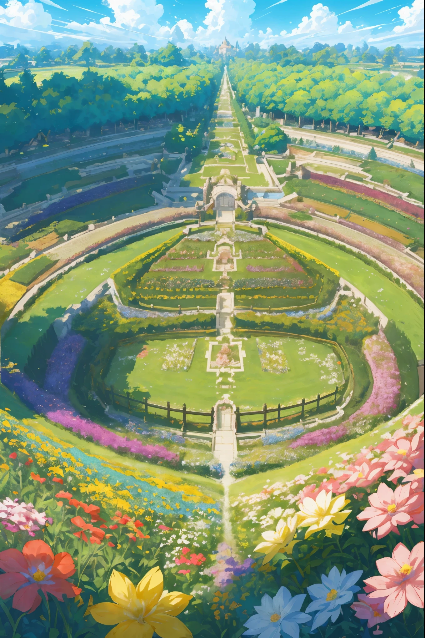 cover page, super high resolution, detailed background, World Heritage Site, flower garden, 6+boys, 6+girls, Happy, joyful, Relux, absurdres(Photos of solo travelers)(kemono, furry anthro)cinematic, dynamic angle,