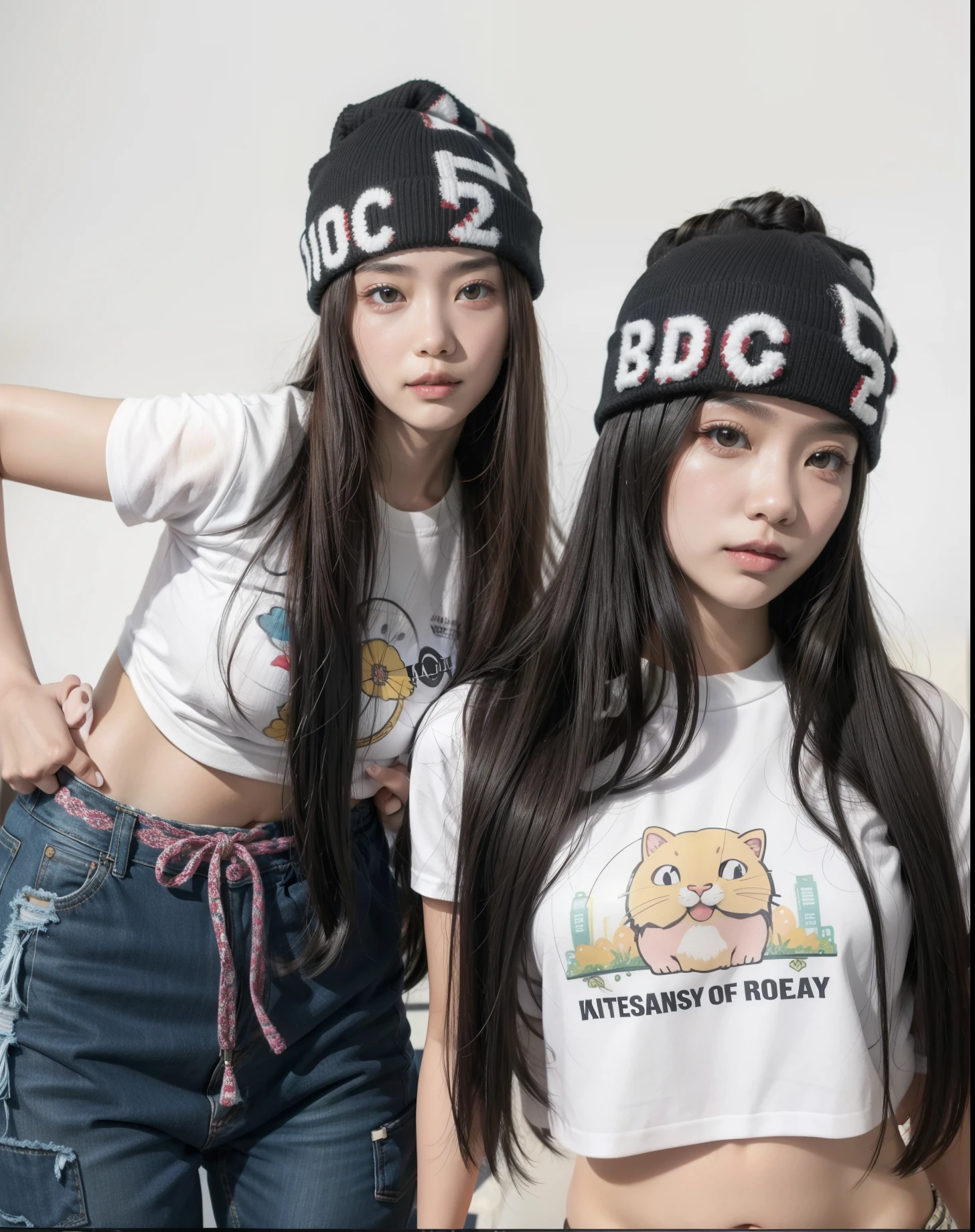 Two Asian women pose for a photo with their hands together, Ulzzang, nixeu e sakimichan, jossi do blackpink, 👅 👅, kanliu666, KDA e Sam Yang, com preto, cruel korean goth girl, jennie blackpink, inspirado em Wang Duo, Xisionwu, Lalisa Manoban do Blackpink