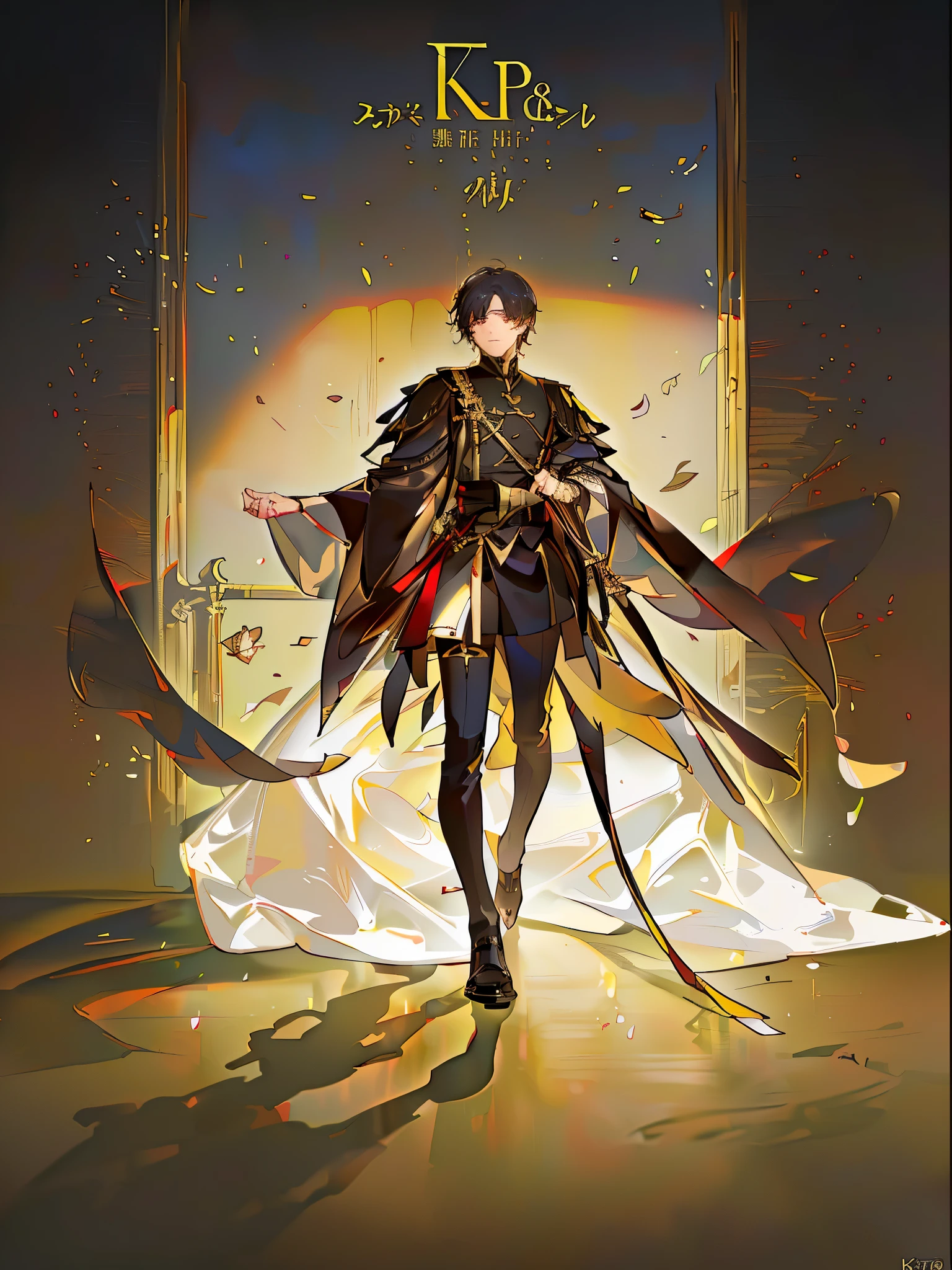 A high resolution，（Masterpiece level：1.4），Super detailed，Black-haired boy，blackigeyes，Elegant aristocratic countenance，Wearing a black robe，The robe has a gold pattern，Handsome guy with a sword，Image quality up to 8K，Optimal color rendering，Best shadow effect，The best quality graphics，Full body like
