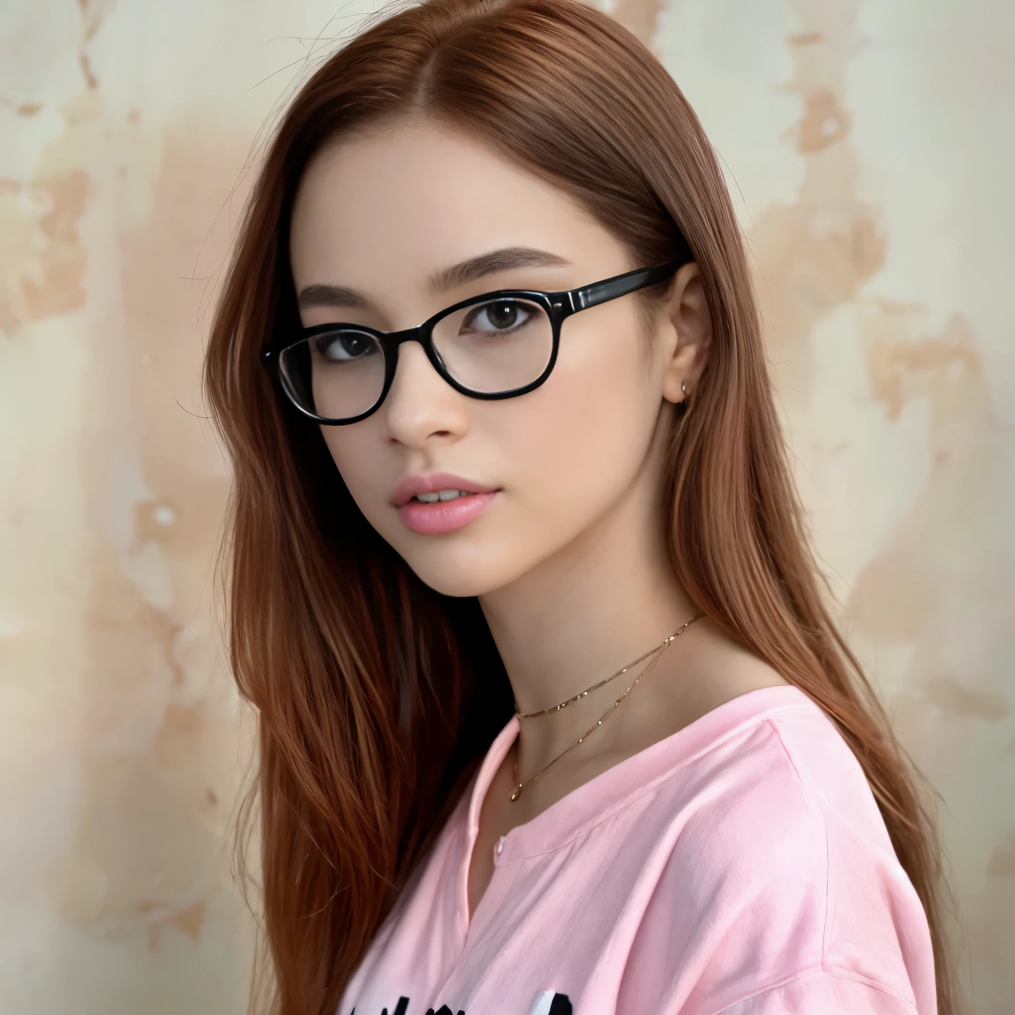 Dasha Taran sitzt auf einem Stuhl und hat eine Brille im Gesicht, Sonnenbrille, Brille tragen, Urzan, Frau mit rosafarbener Brille, Lumrat currency, wears a thin one, size, runde Brille, wears pink glasses, wears small round glasses, Portrait of Jiss Blackpink, blackpink jisoo, blackpink jisoo, square glasses, Sonnenbrille