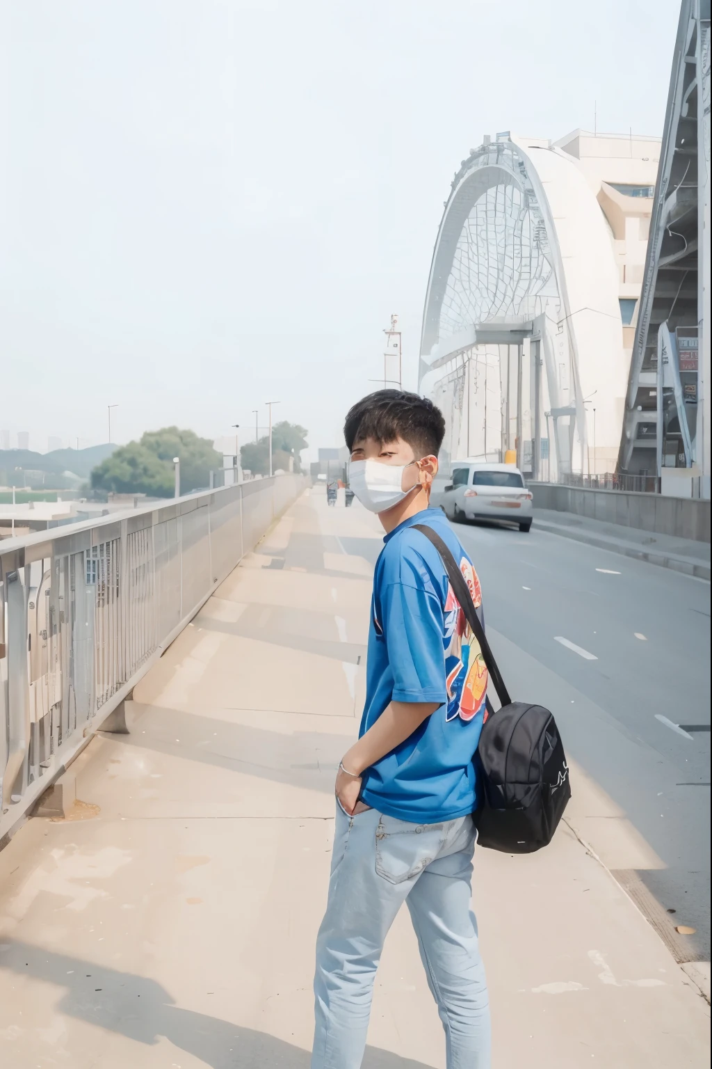 A cute Korean boy  Epic realism hyper realistic portrait, perfect detailed face extremely detailed face extremely real face with mask