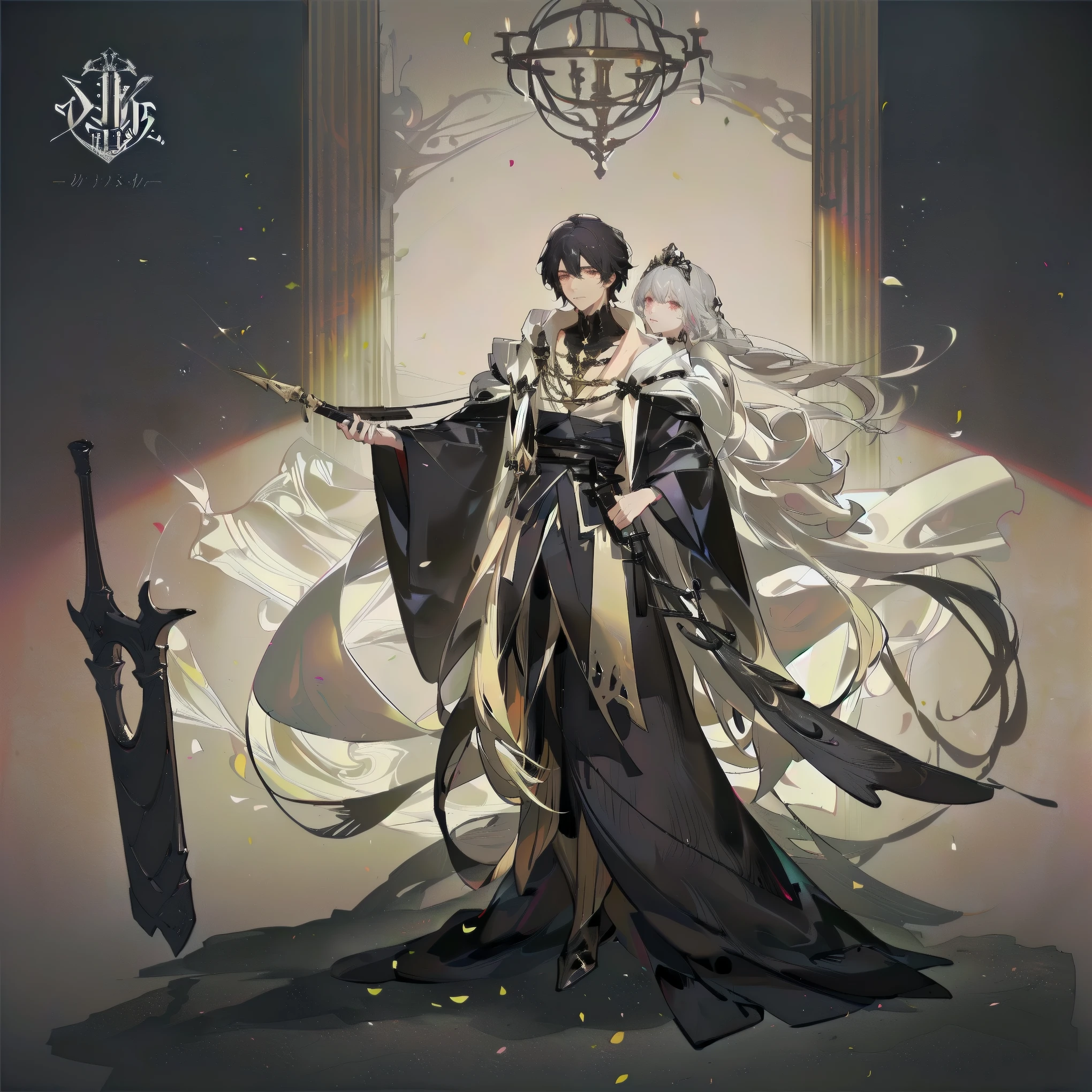 A high resolution，（Masterpiece level：1.4），Super detailed，Black-haired boy，blackigeyes，Elegant aristocratic countenance，Wearing a black robe，The robe has a gold pattern，Handsome guy with a sword，Image quality up to 8K，Optimal color rendering，Best shadow effect，The best quality graphics，Full body like
