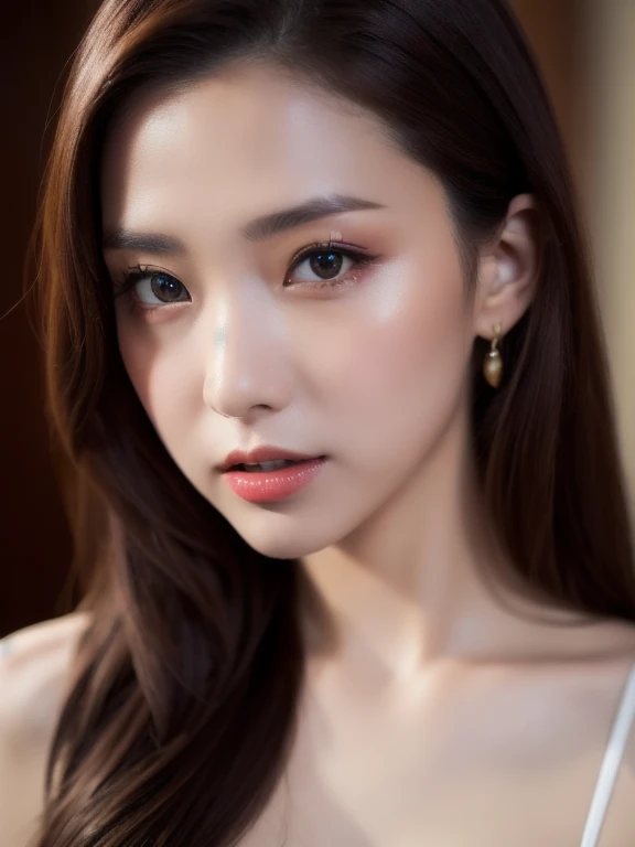 (realistic、masterpiece、Best Quality、8K、highres、high resolution:1.3)、1 girl、Huge breasts、white bikini、looking at viewers、super fine face and eyes、long hair、 upper body、