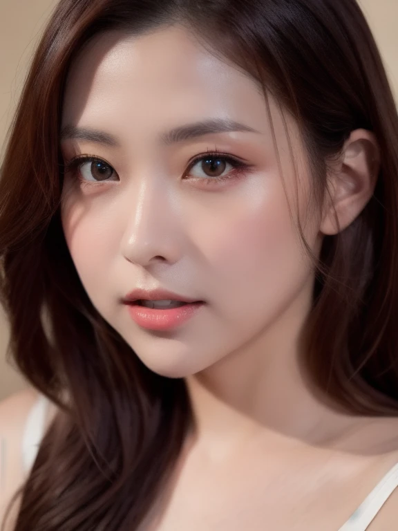 (realistic、masterpiece、Best Quality、8K、highres、high resolution:1.3)、1 girl、Huge breasts、white bikini、looking at viewers、super fine face and eyes、long hair、 upper body、