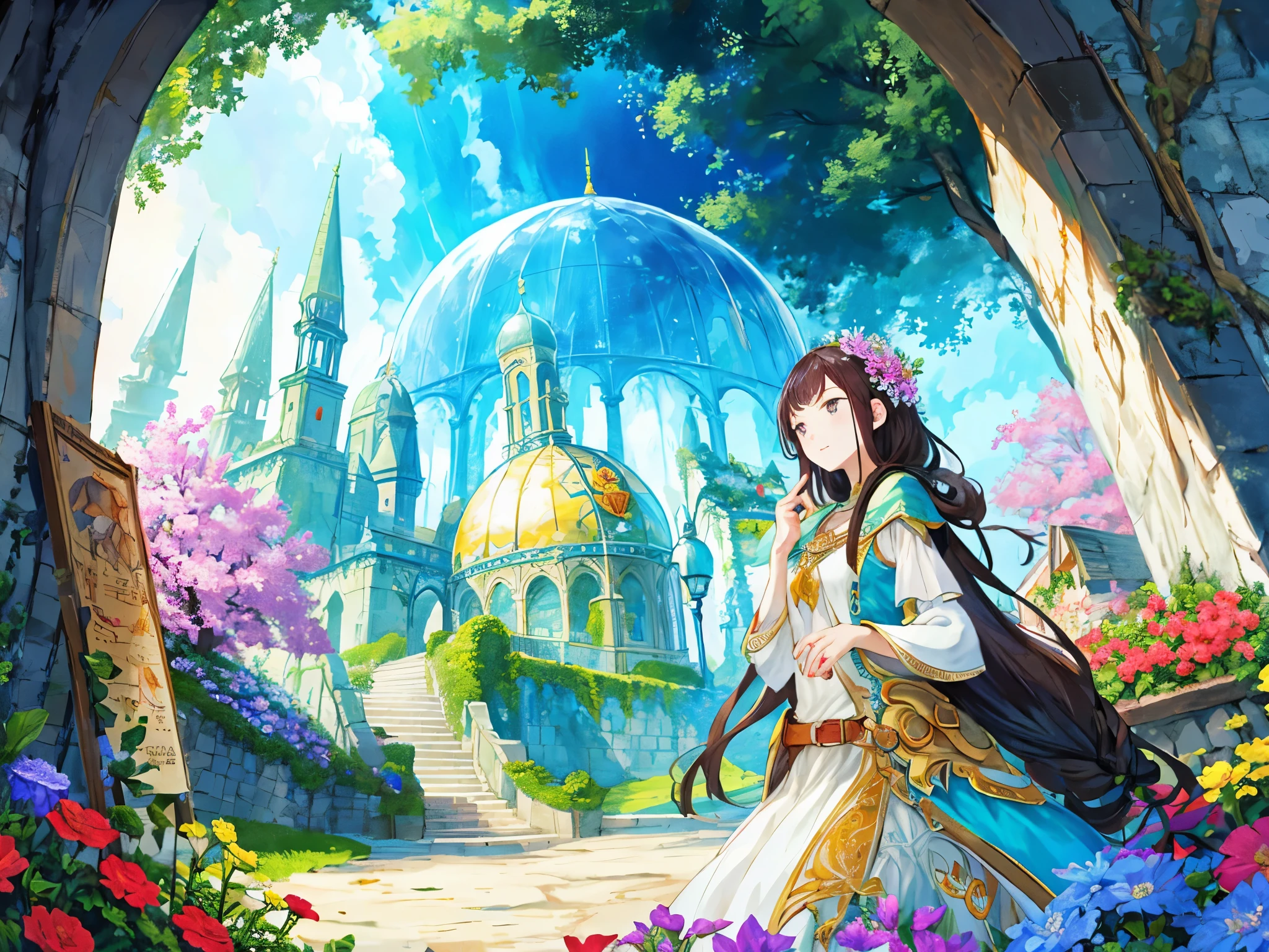 background, fantasy, wonderful, fantasy, flower garden, dome, please don&#39;t draw people