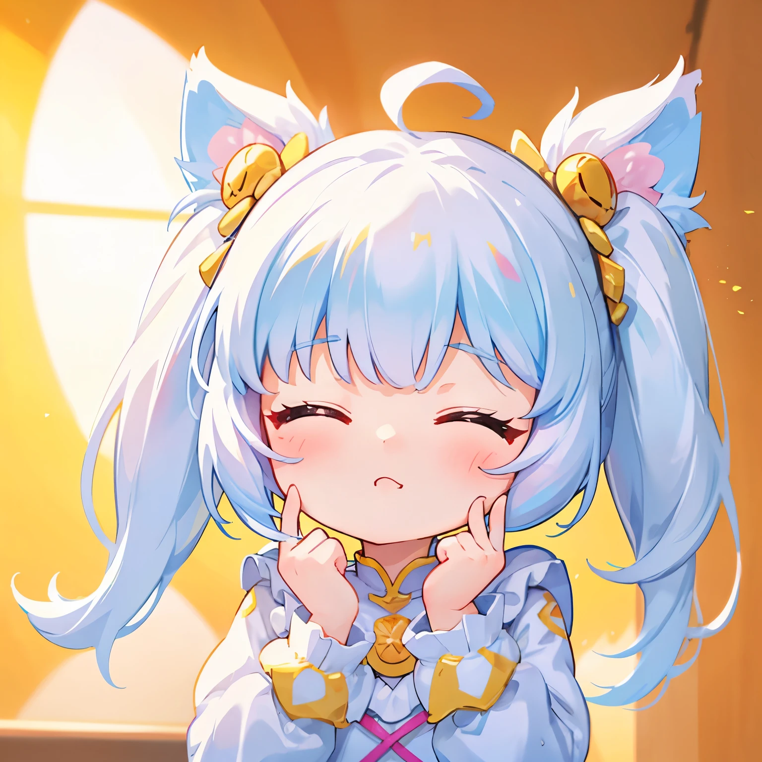 blindbox, Cute girl practicing kissing face for role, closing both eyes