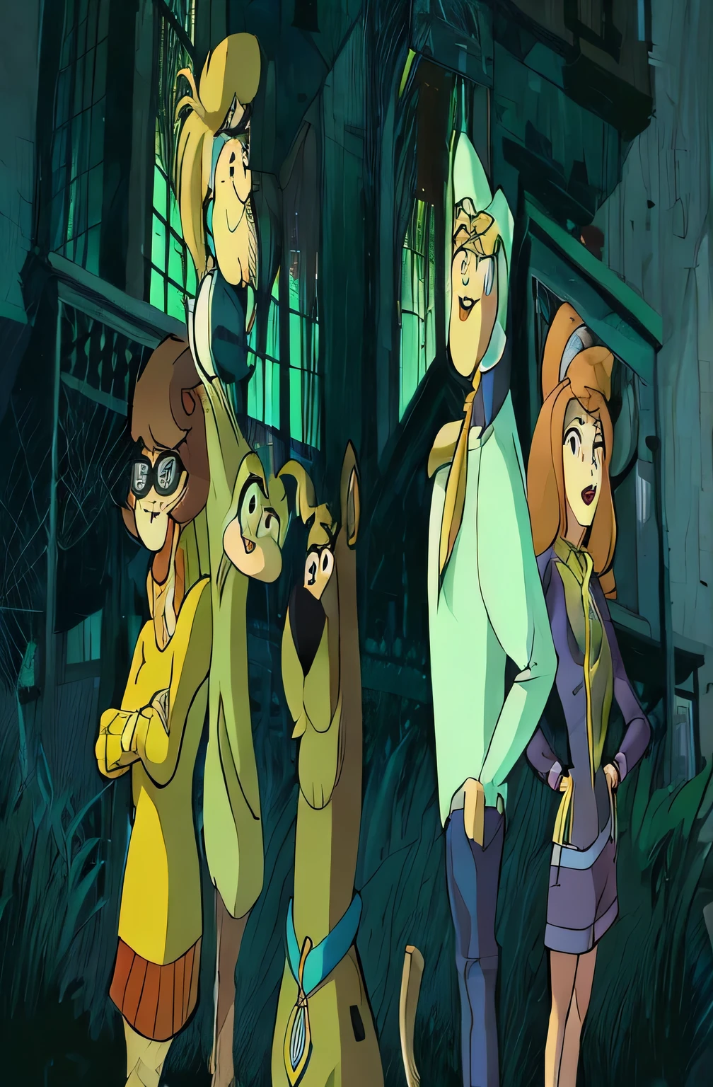 um close de um desenho animado de um grupo de pessoas com um cachorro, peludo, inspirado por Hanna-Barbera, Hanna faz a barba, animated episode yet, animated series, Hanna faz a barba style, por Hanna-Barbera, cartoon series, siblings at risk, pano de fundo, Remasterizado digitalmente, por Bob Singer, plano geral, tiro amplo, Arte Promocional