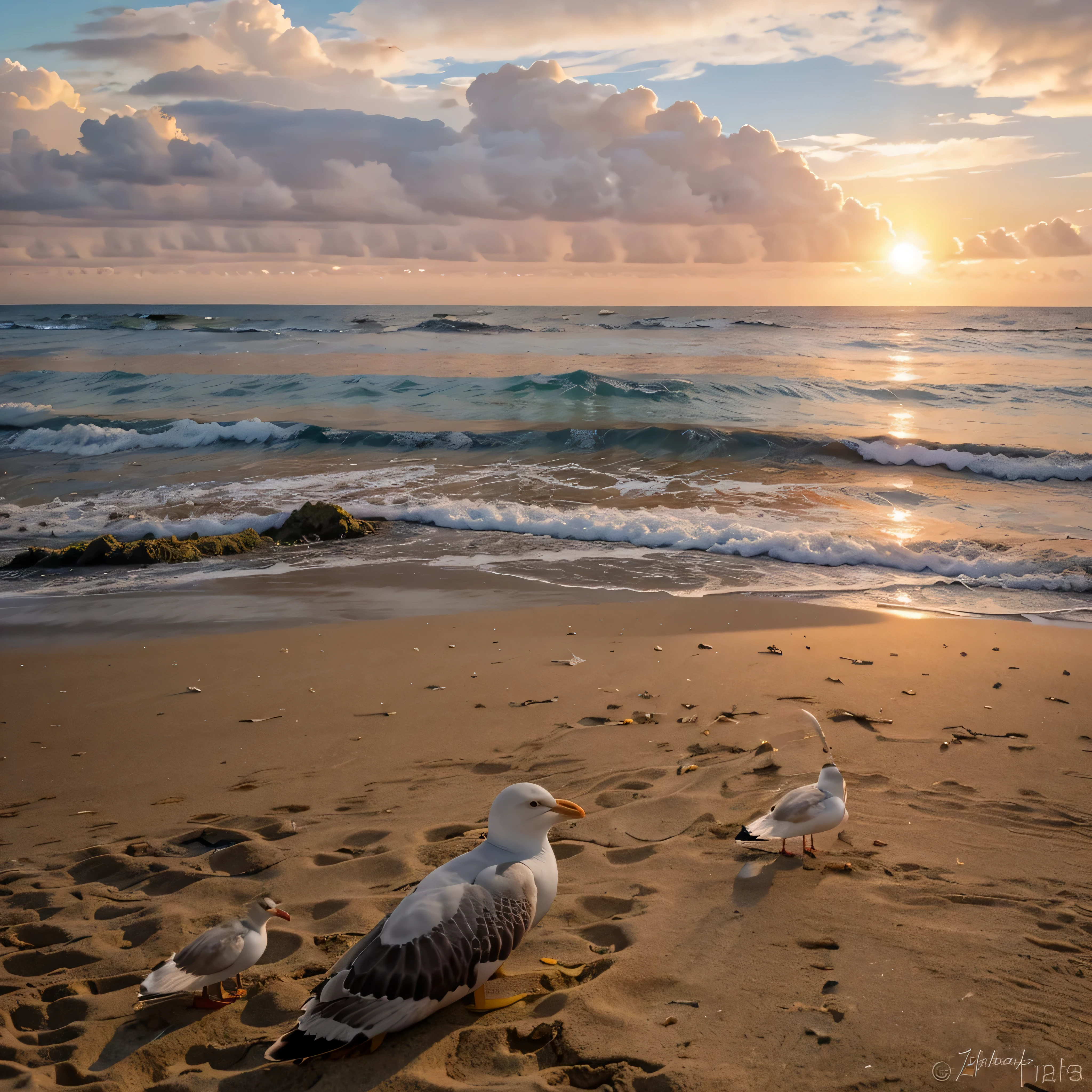 seagulls in different positions