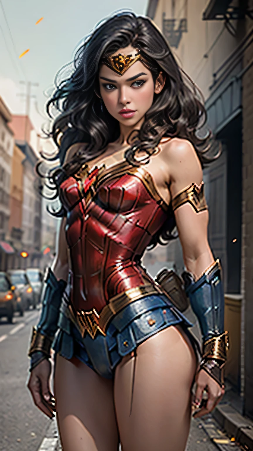 Detailed definition of beautiful woman's cuerpo usando el juego de rol de Wonder Woman, small breasts